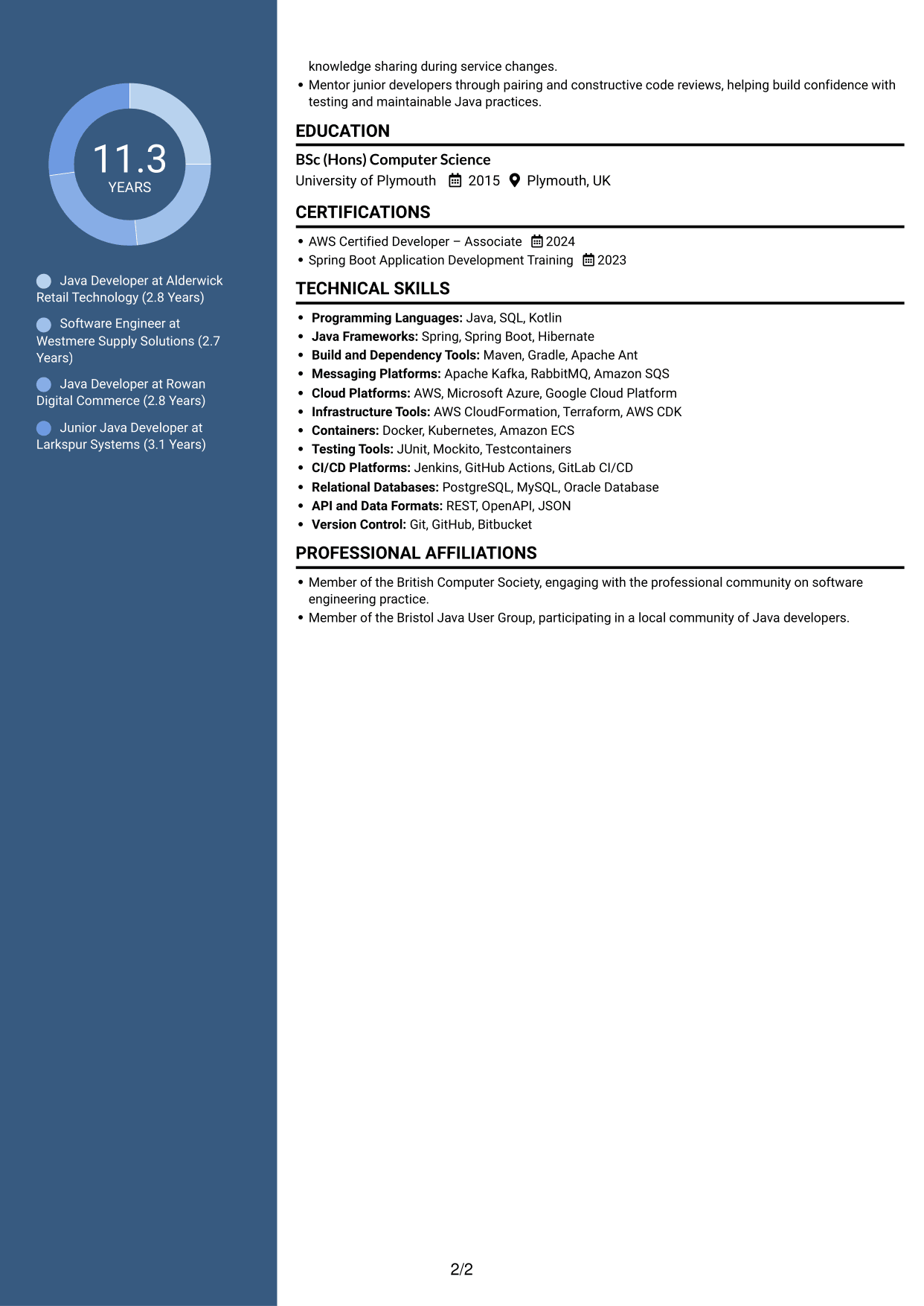 CV example — page 2