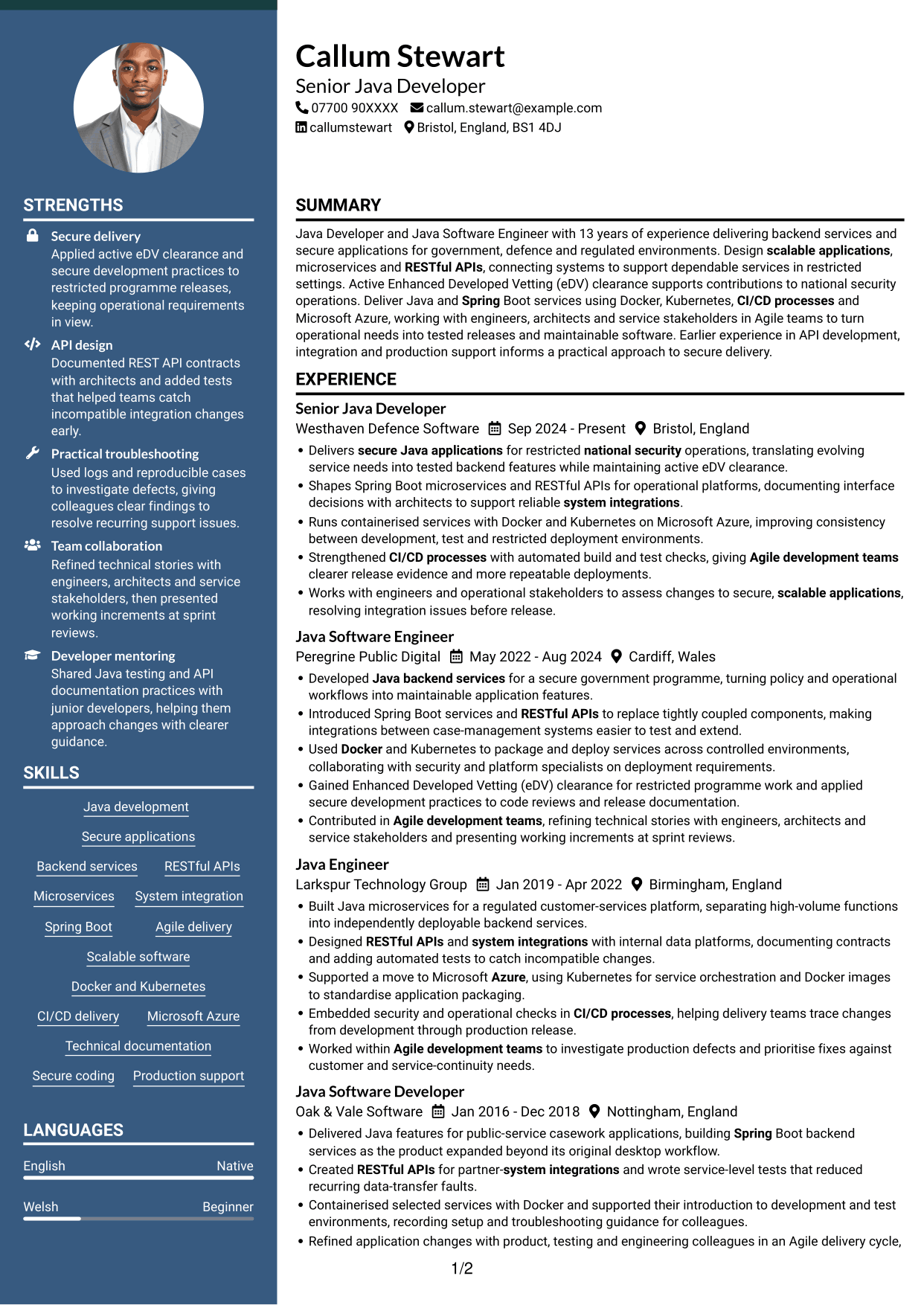 CV example — page 1