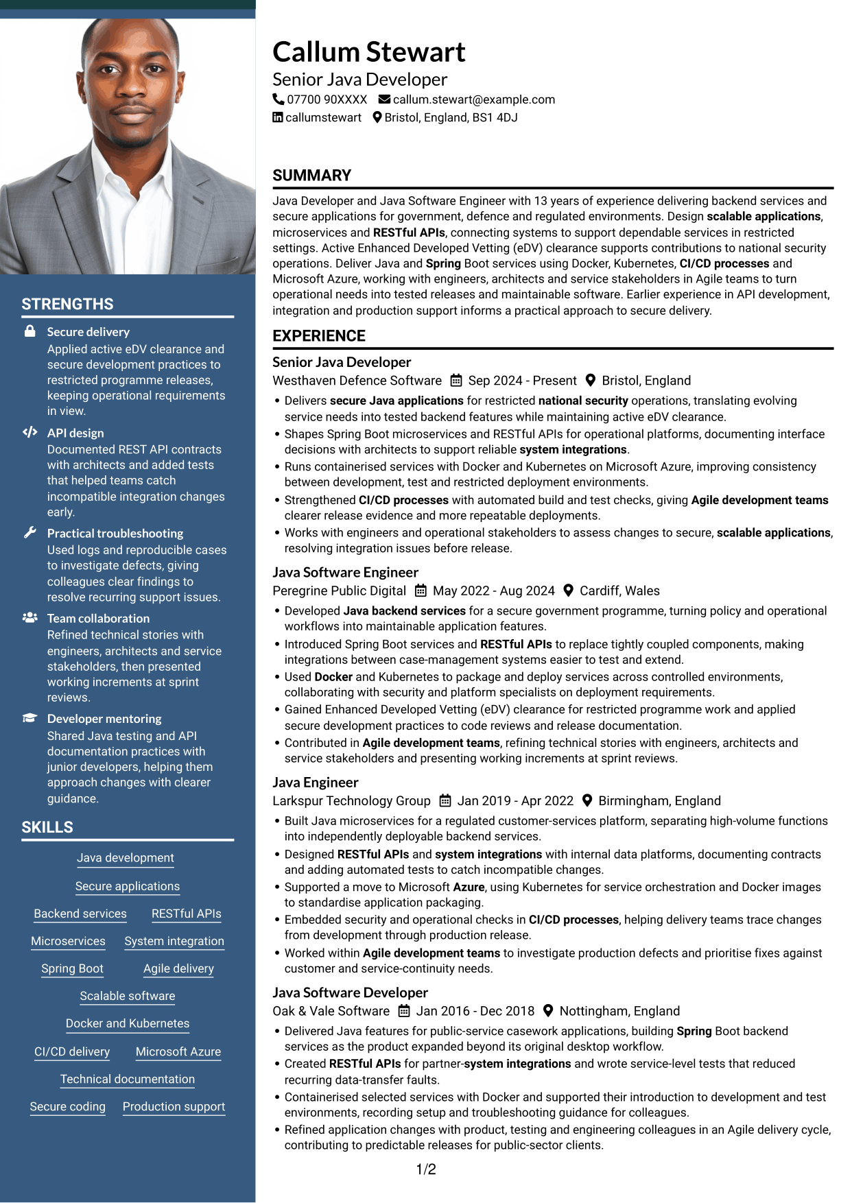 CV example — page 1