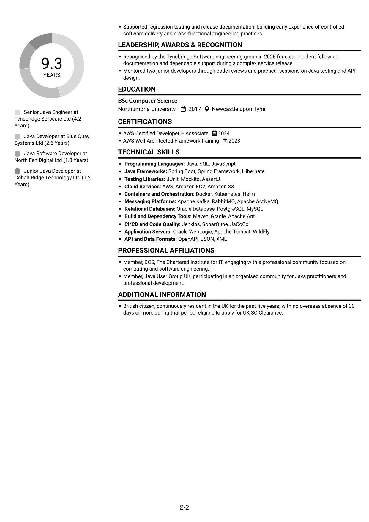 CV example — page 2