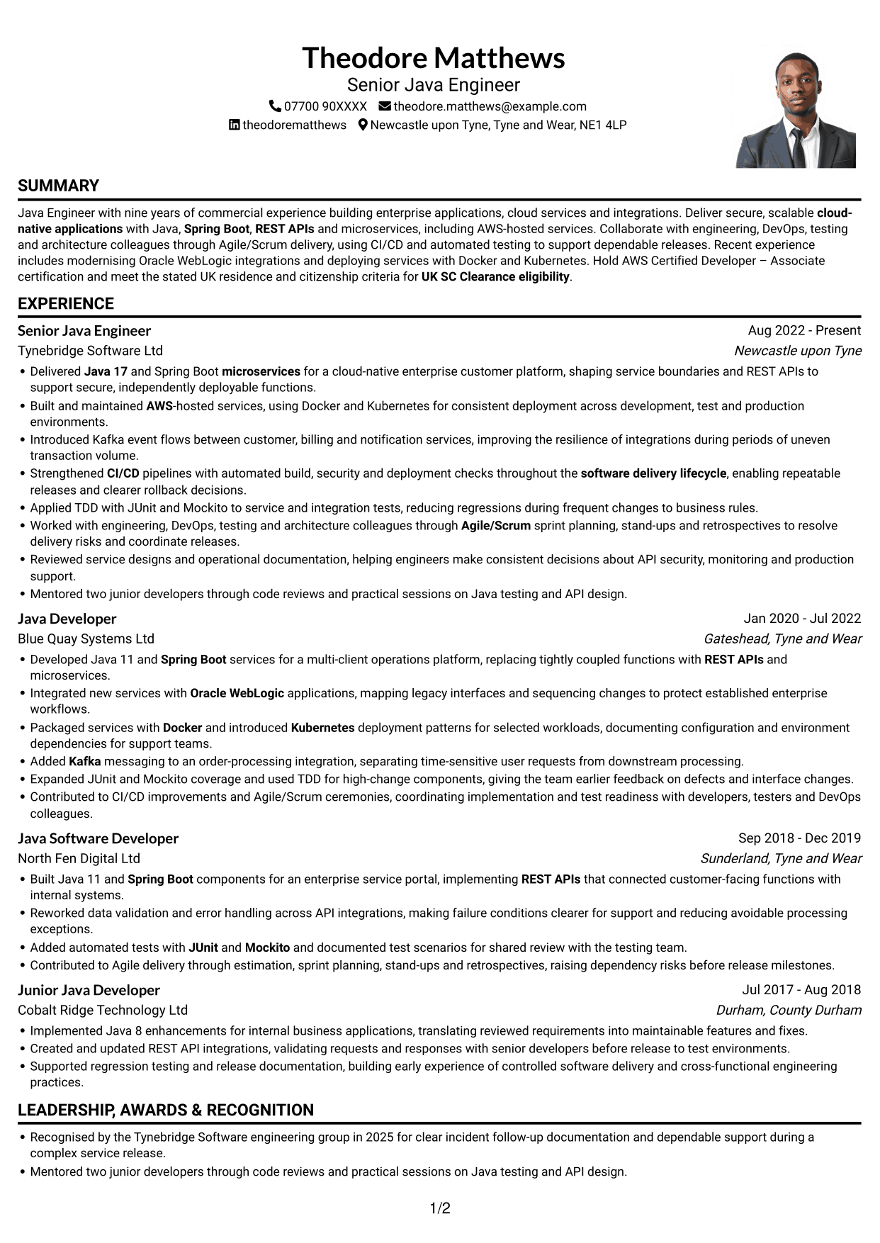 CV example — page 1