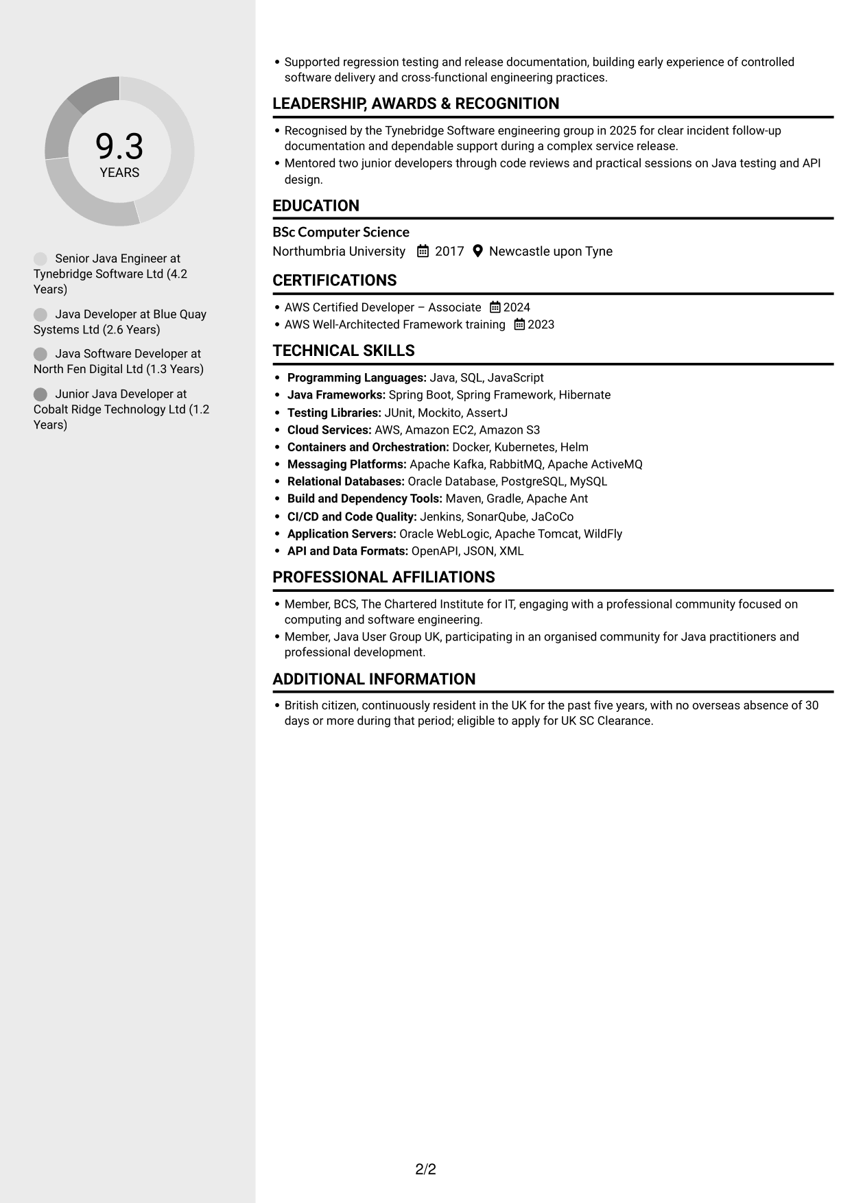 CV example — page 2