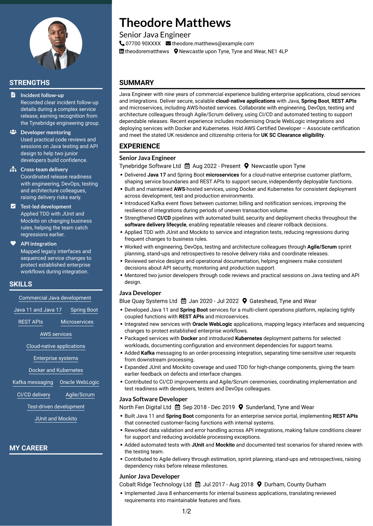 CV example — page 1