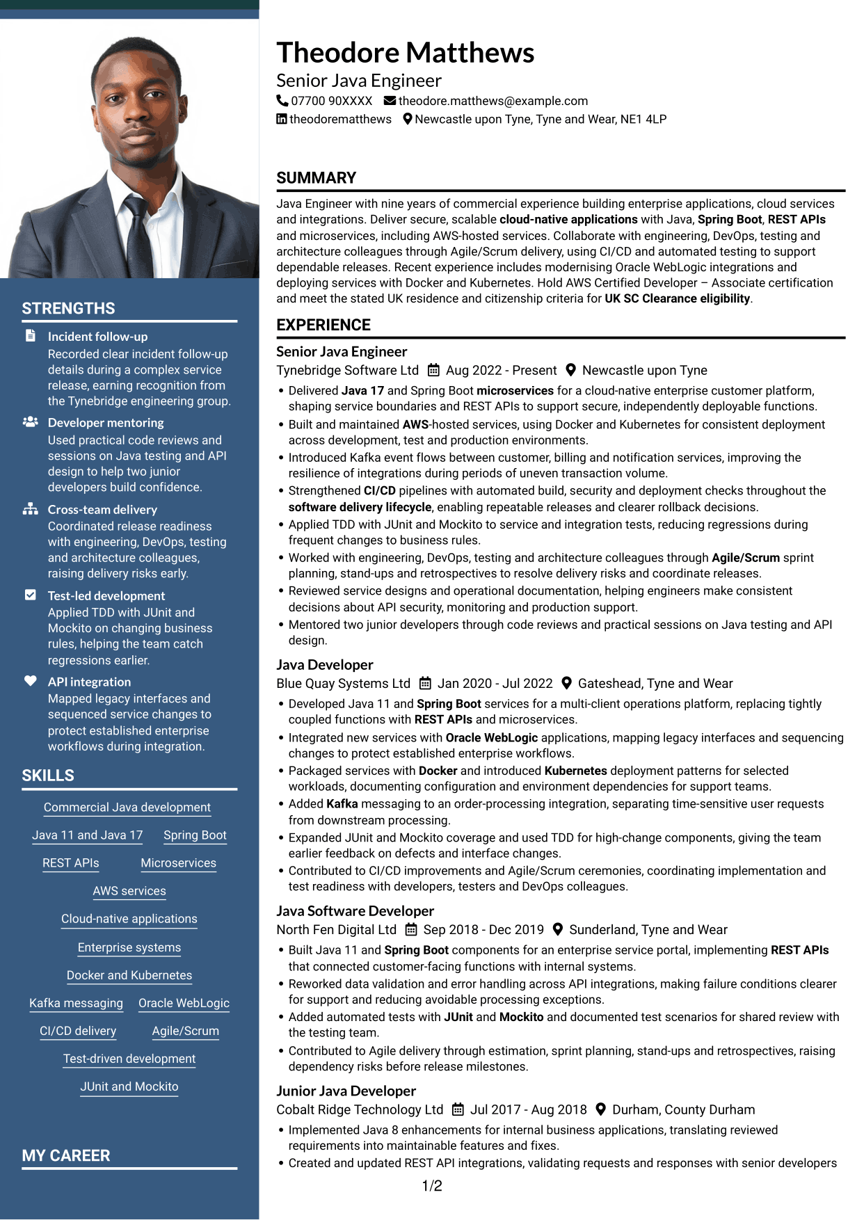CV example — page 1