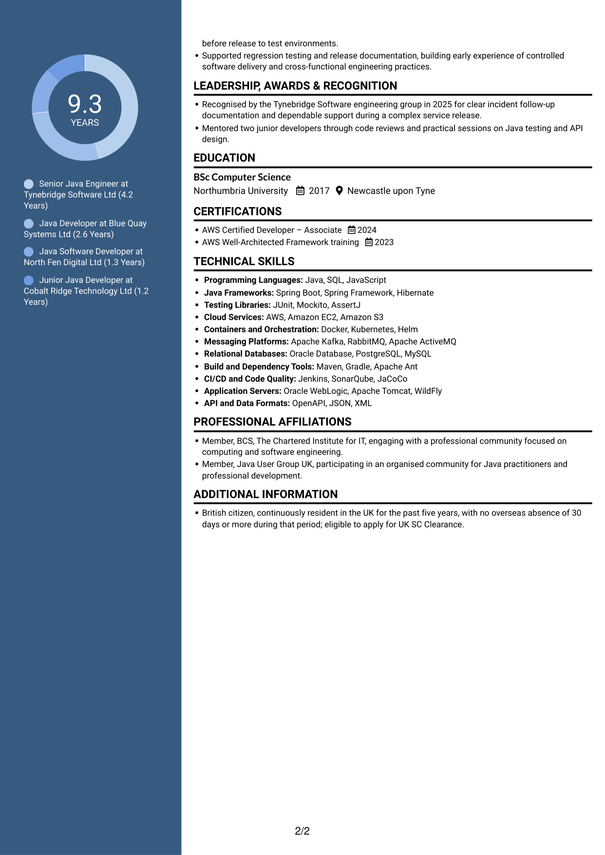 CV example — page 2