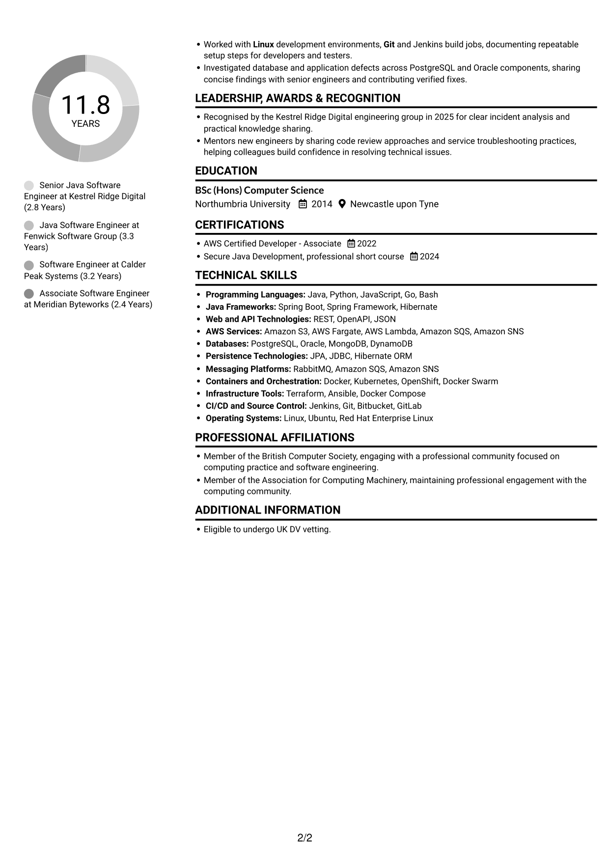 CV example — page 2