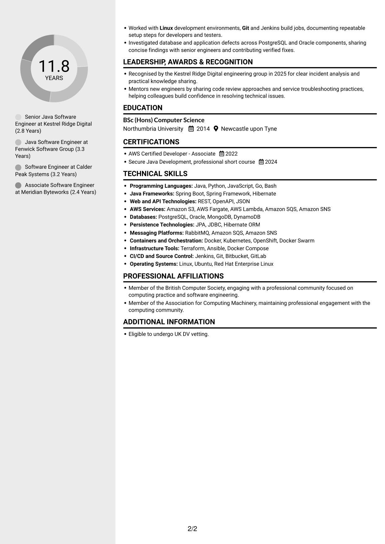 CV example — page 2