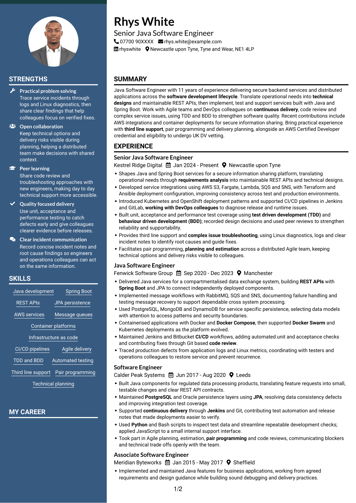 CV example — page 1