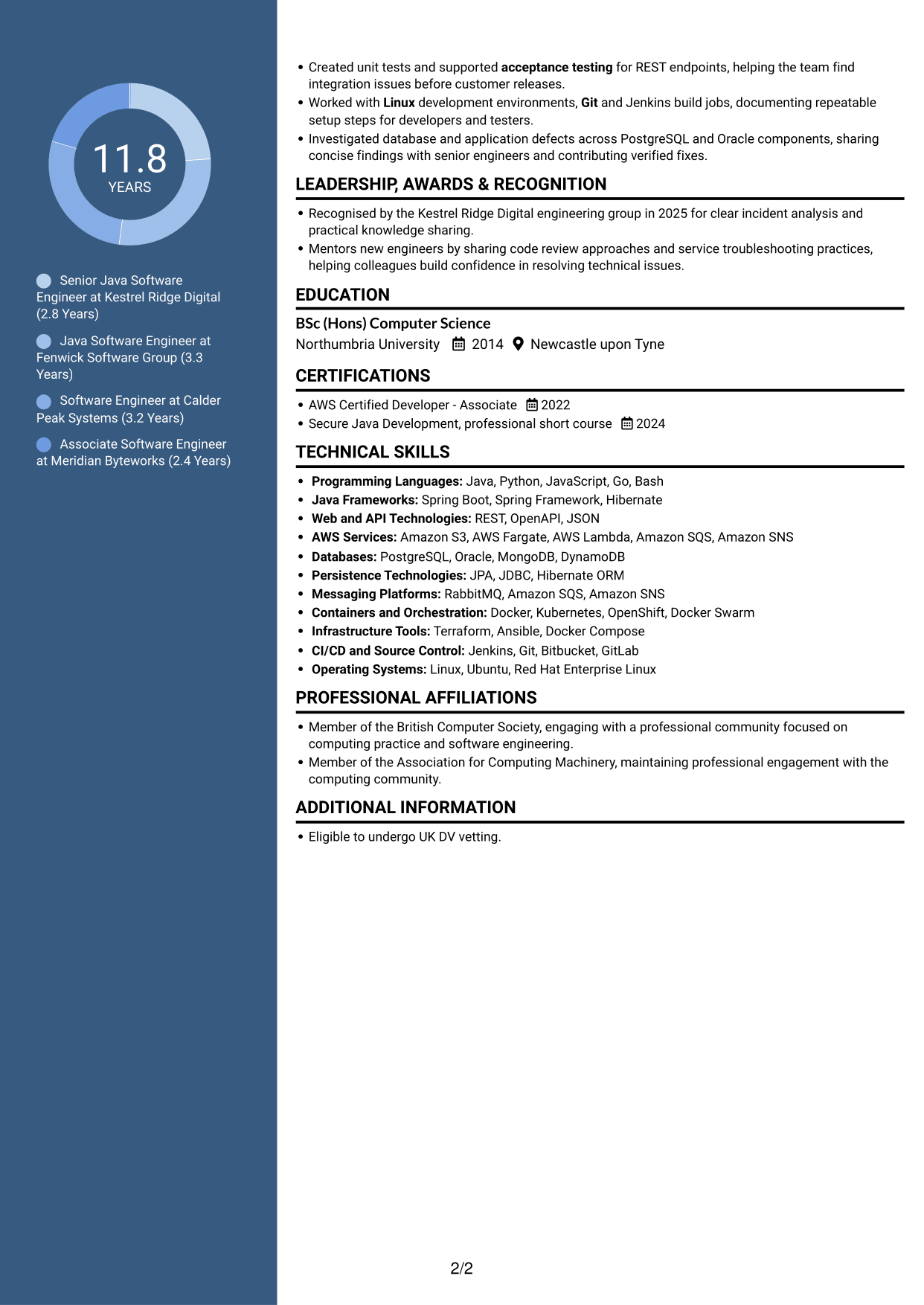 CV example — page 2