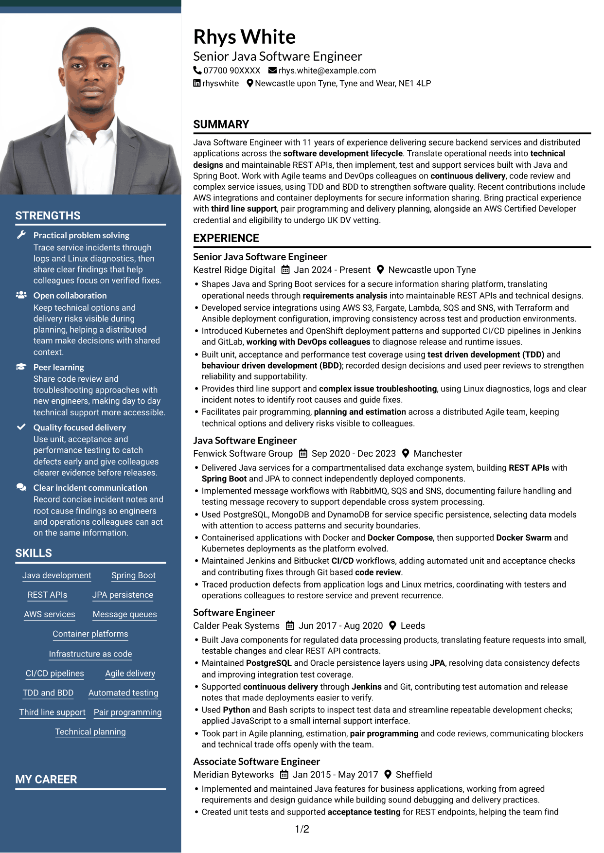 CV example — page 1