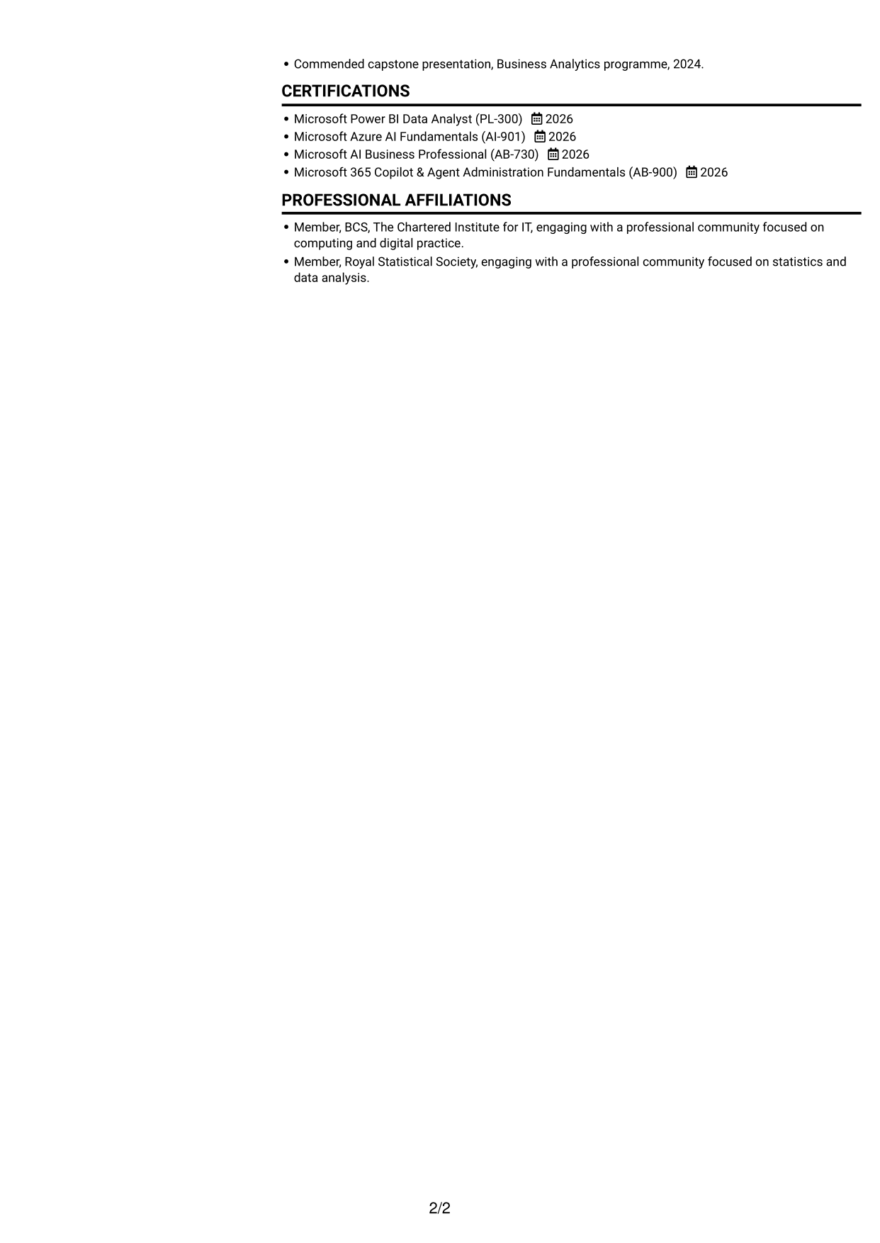 CV example — page 2