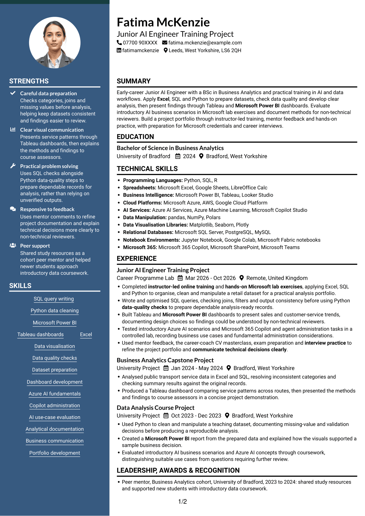 CV example — page 1