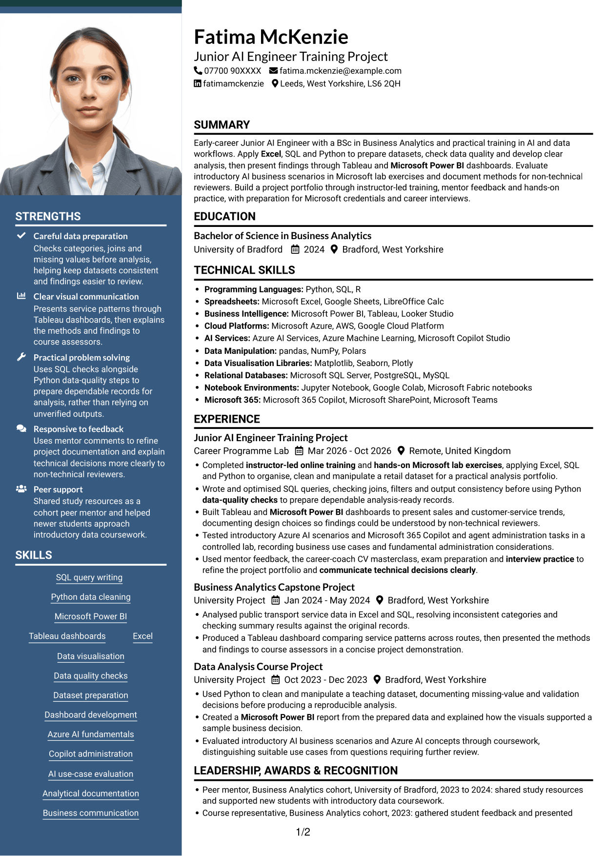 CV example — page 1