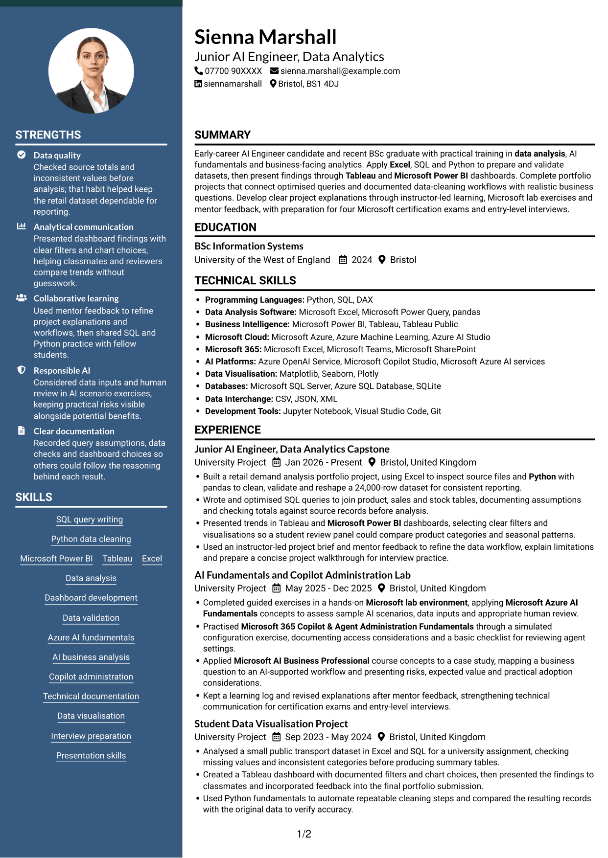 CV example — page 1