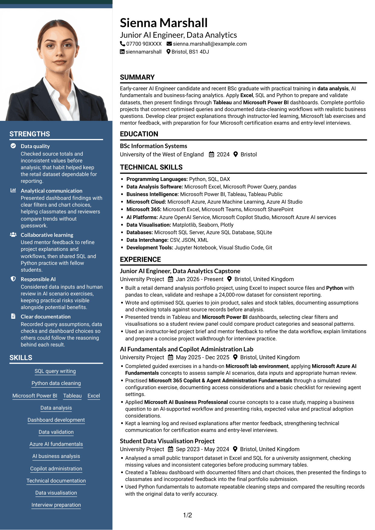 CV example — page 1