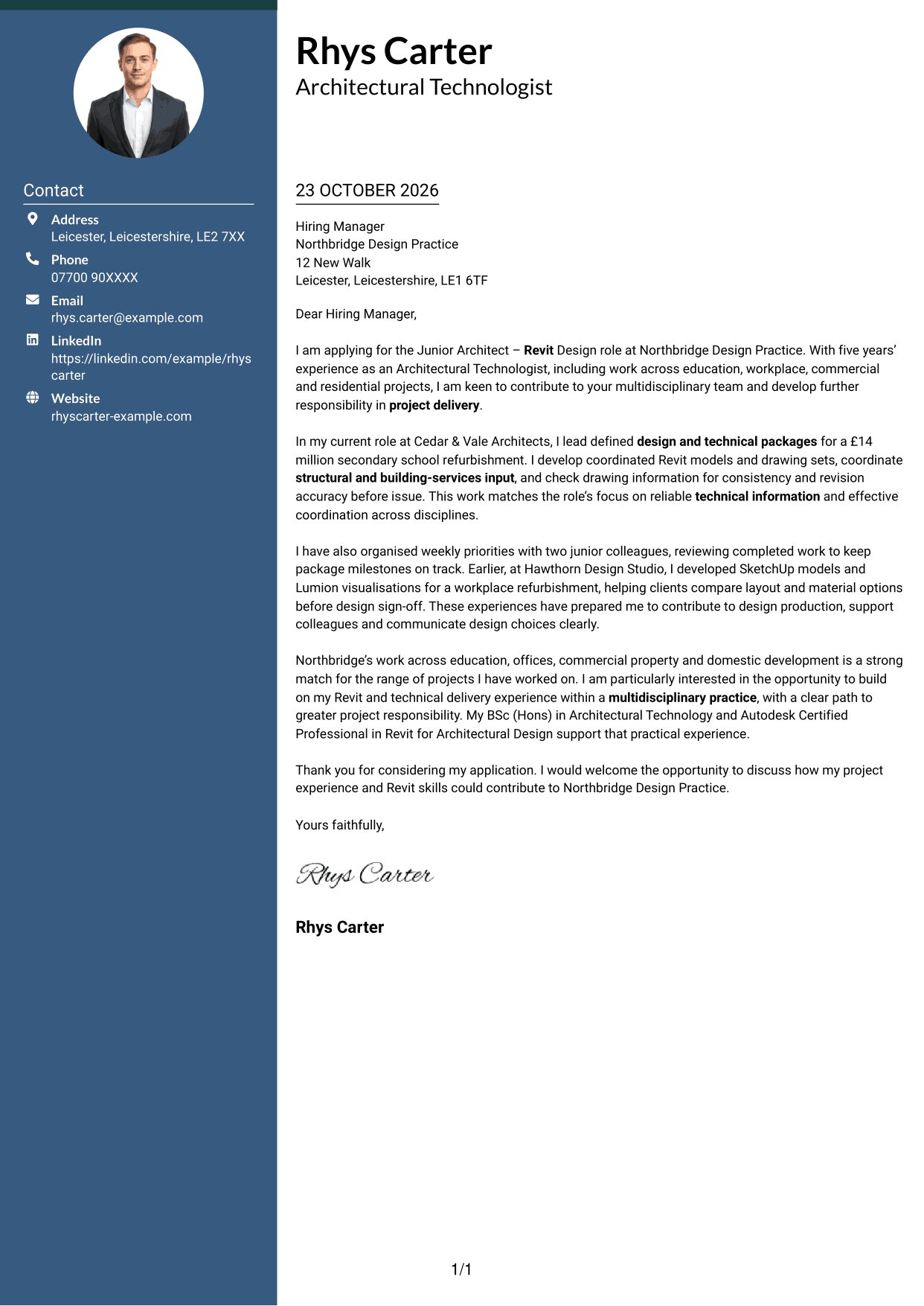 Cover letter example — page 1