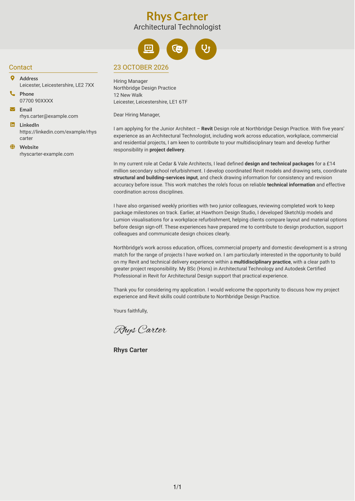 Cover letter example — page 1