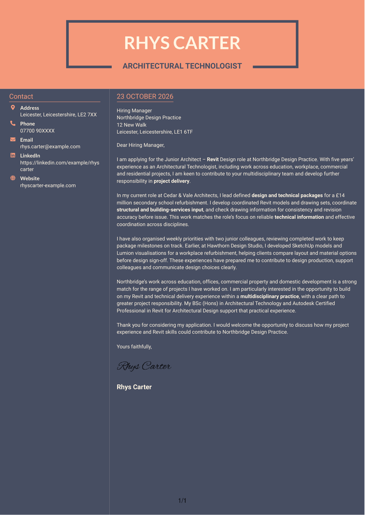 Cover letter example — page 1