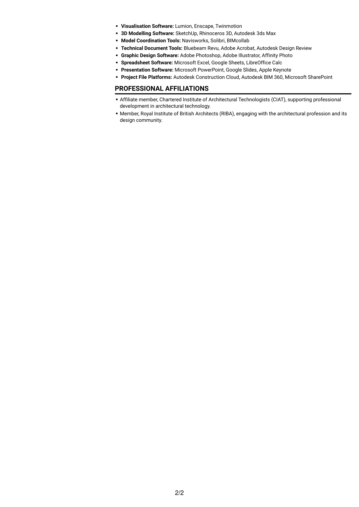 CV example — page 2