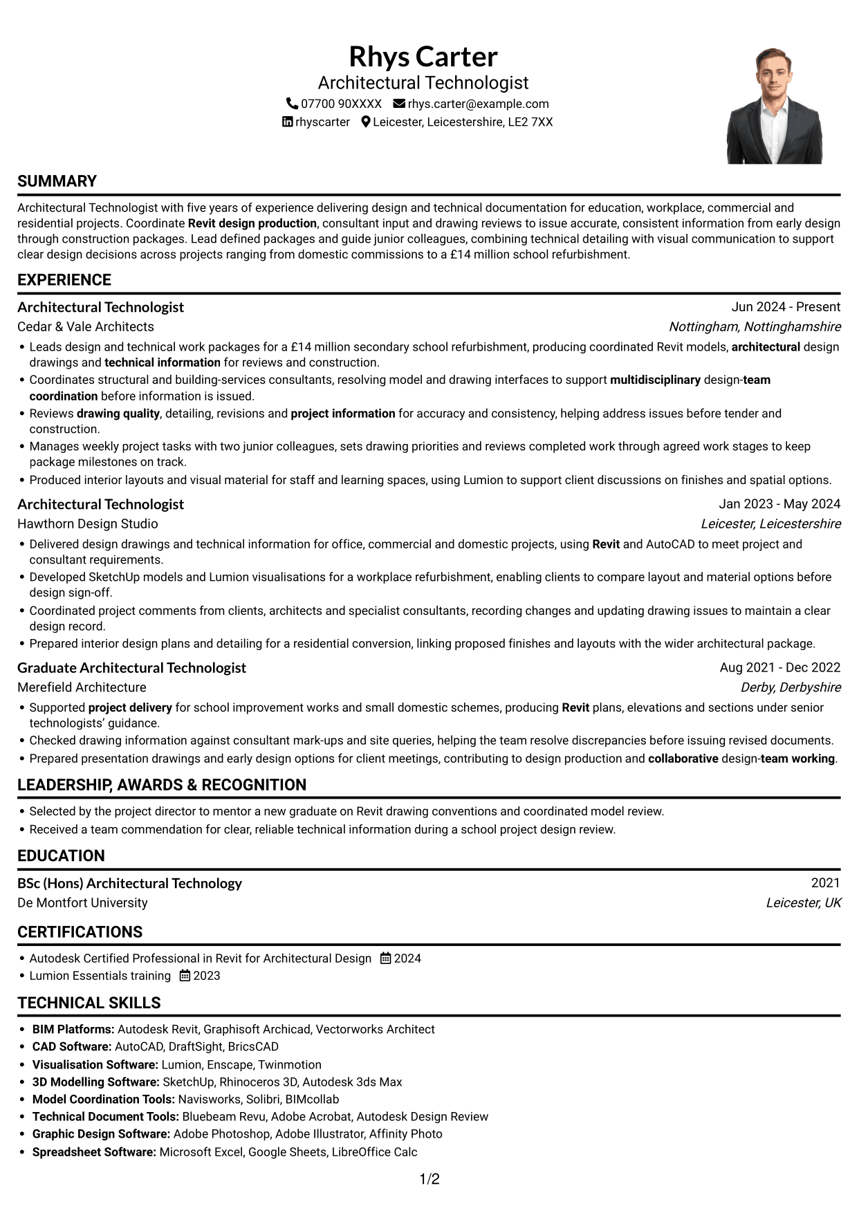 CV example — page 1