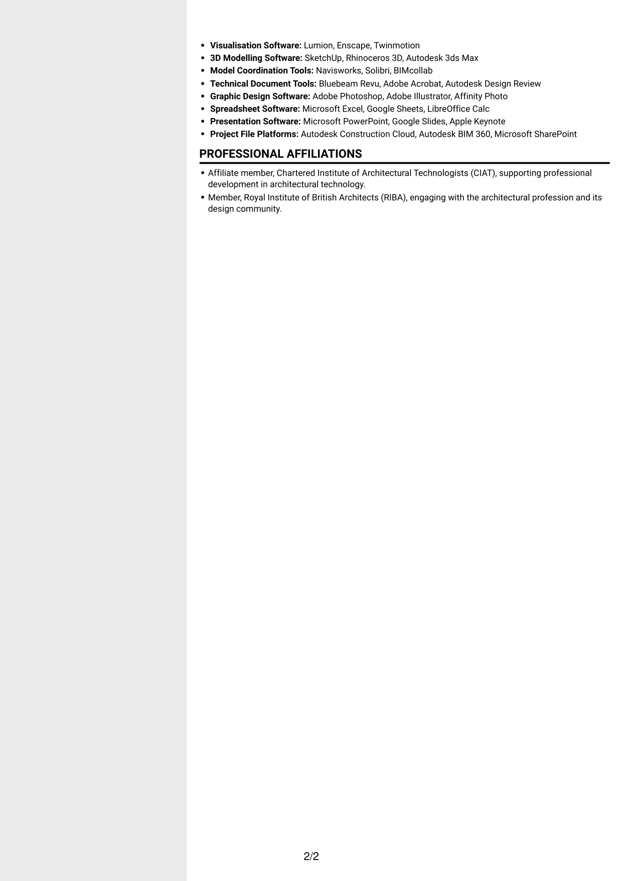 CV example — page 2