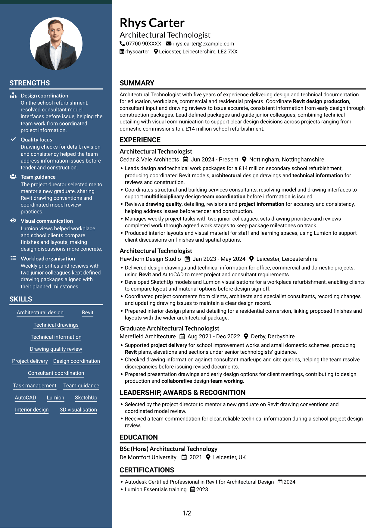 CV example — page 1