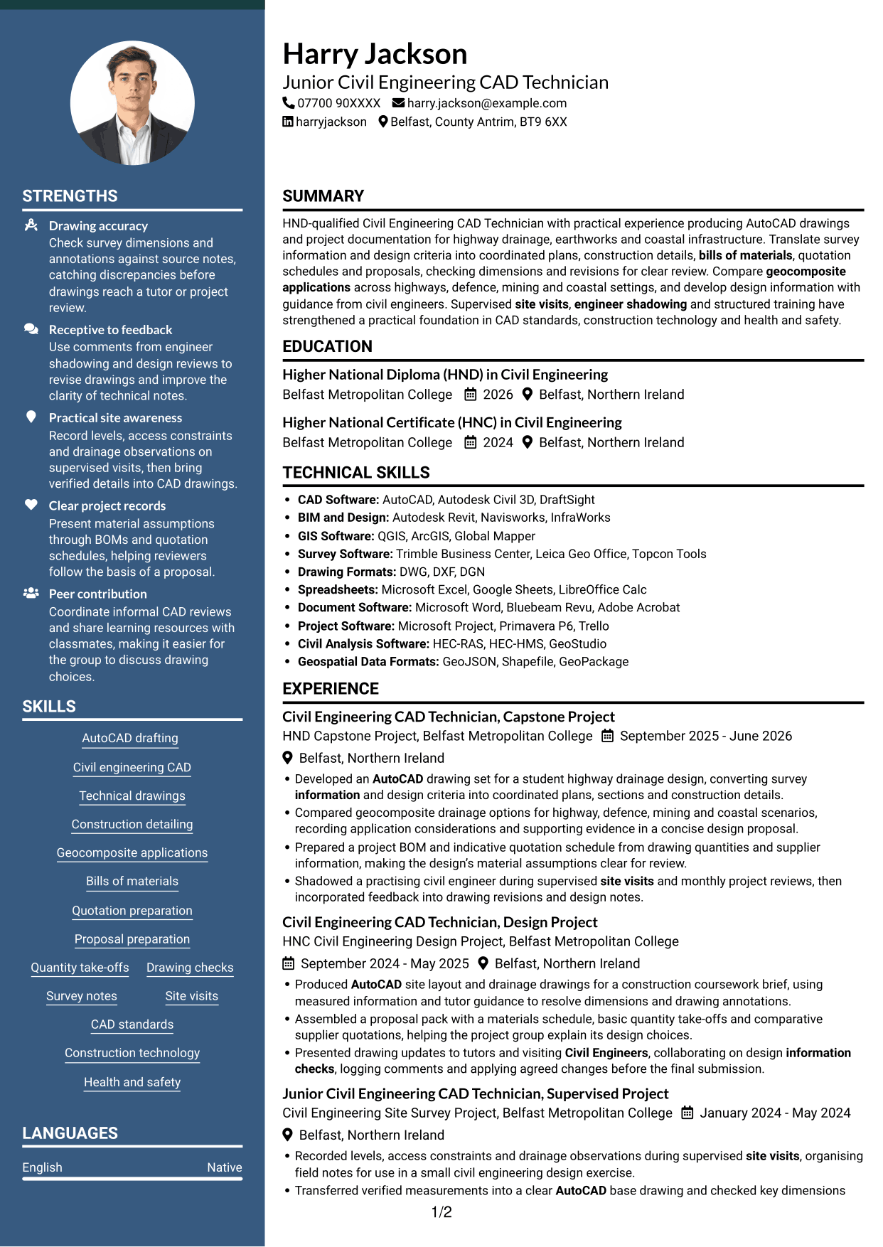CV example — page 1