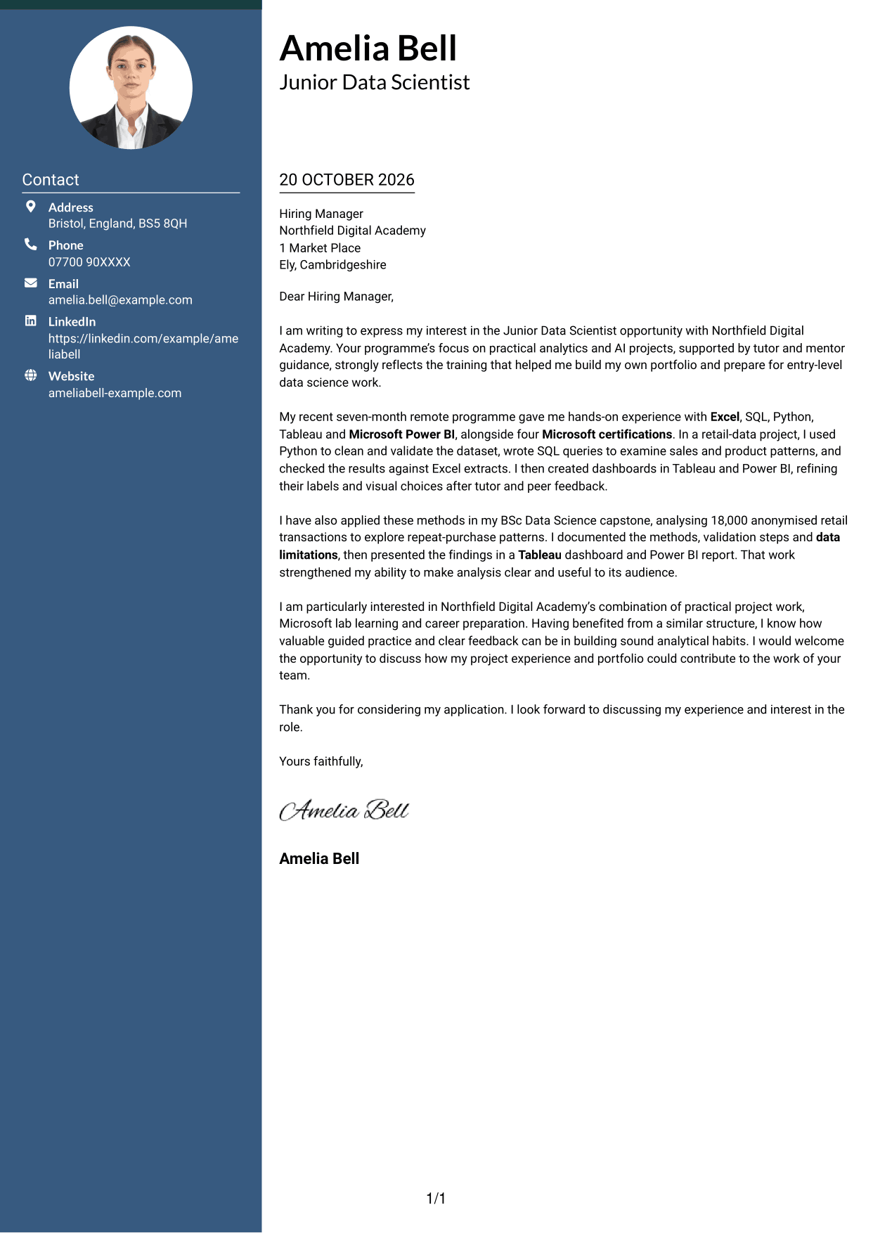 Cover letter example — page 1