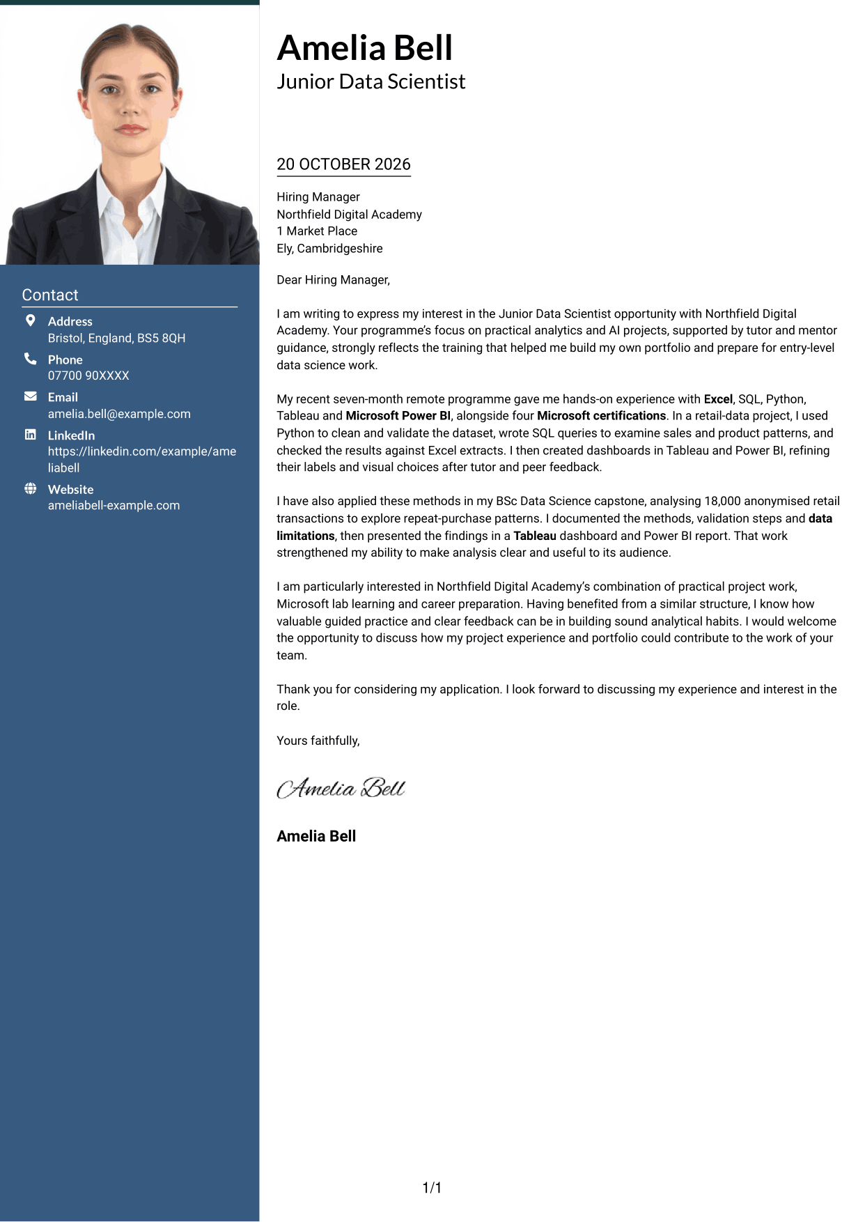 Cover letter example — page 1