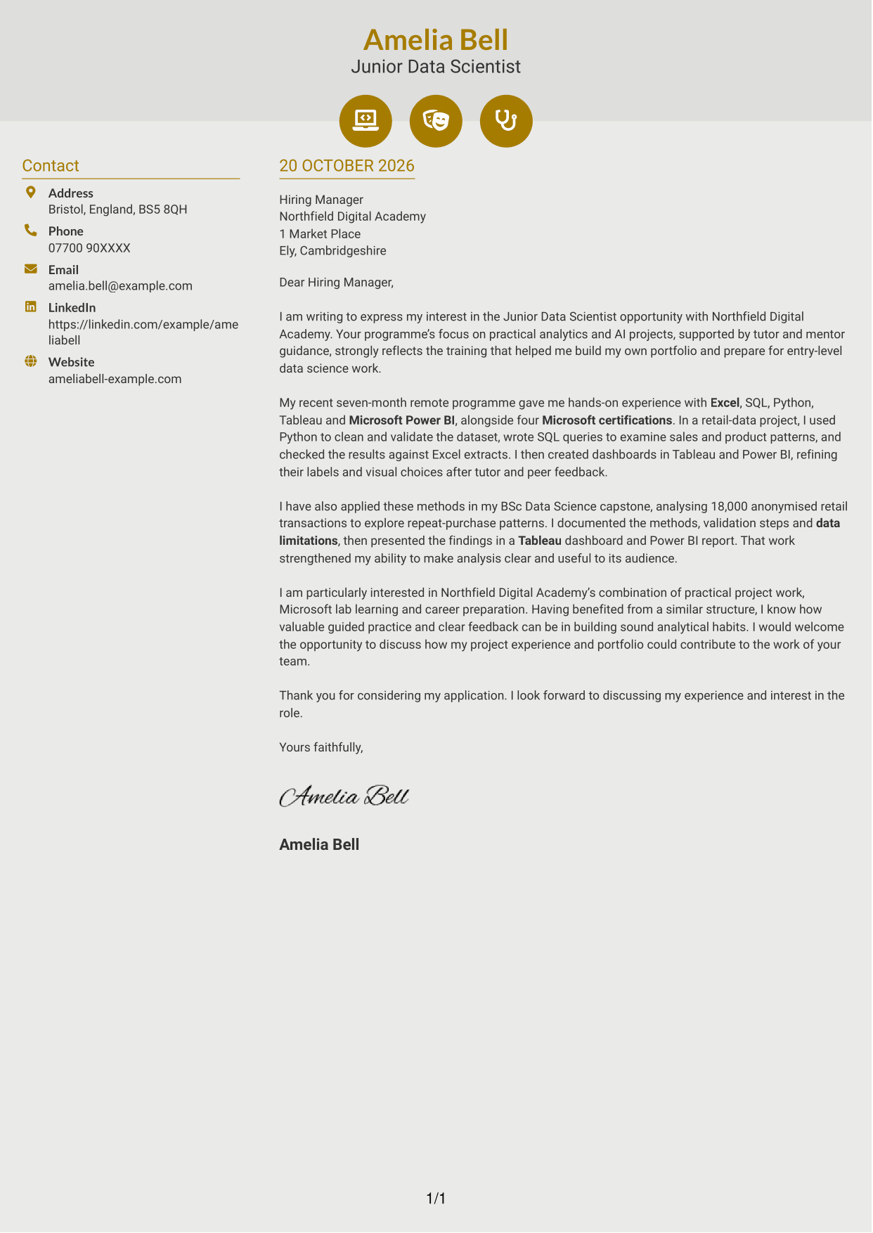 Cover letter example — page 1