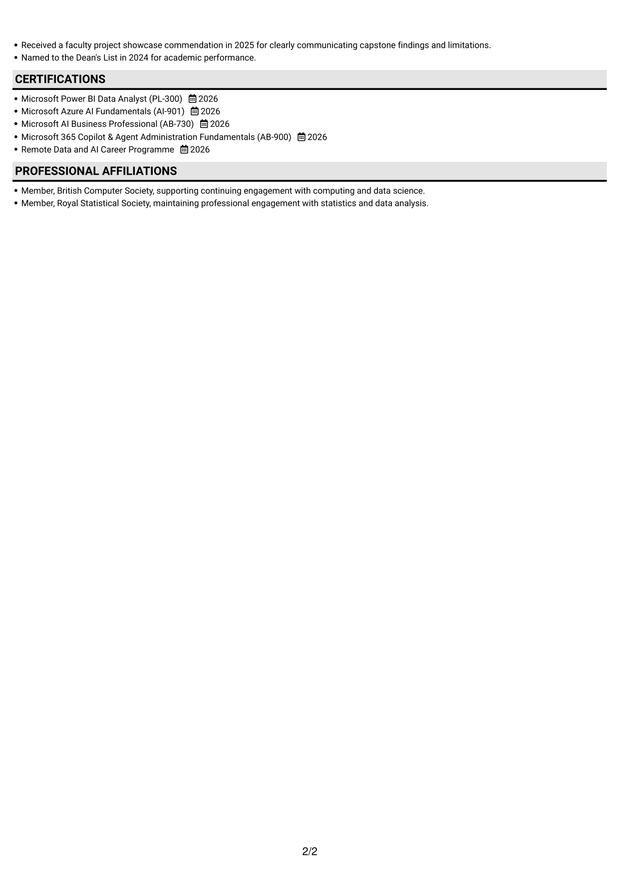CV example — page 2