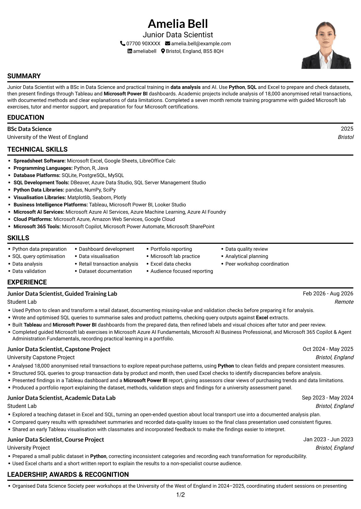 CV example — page 1