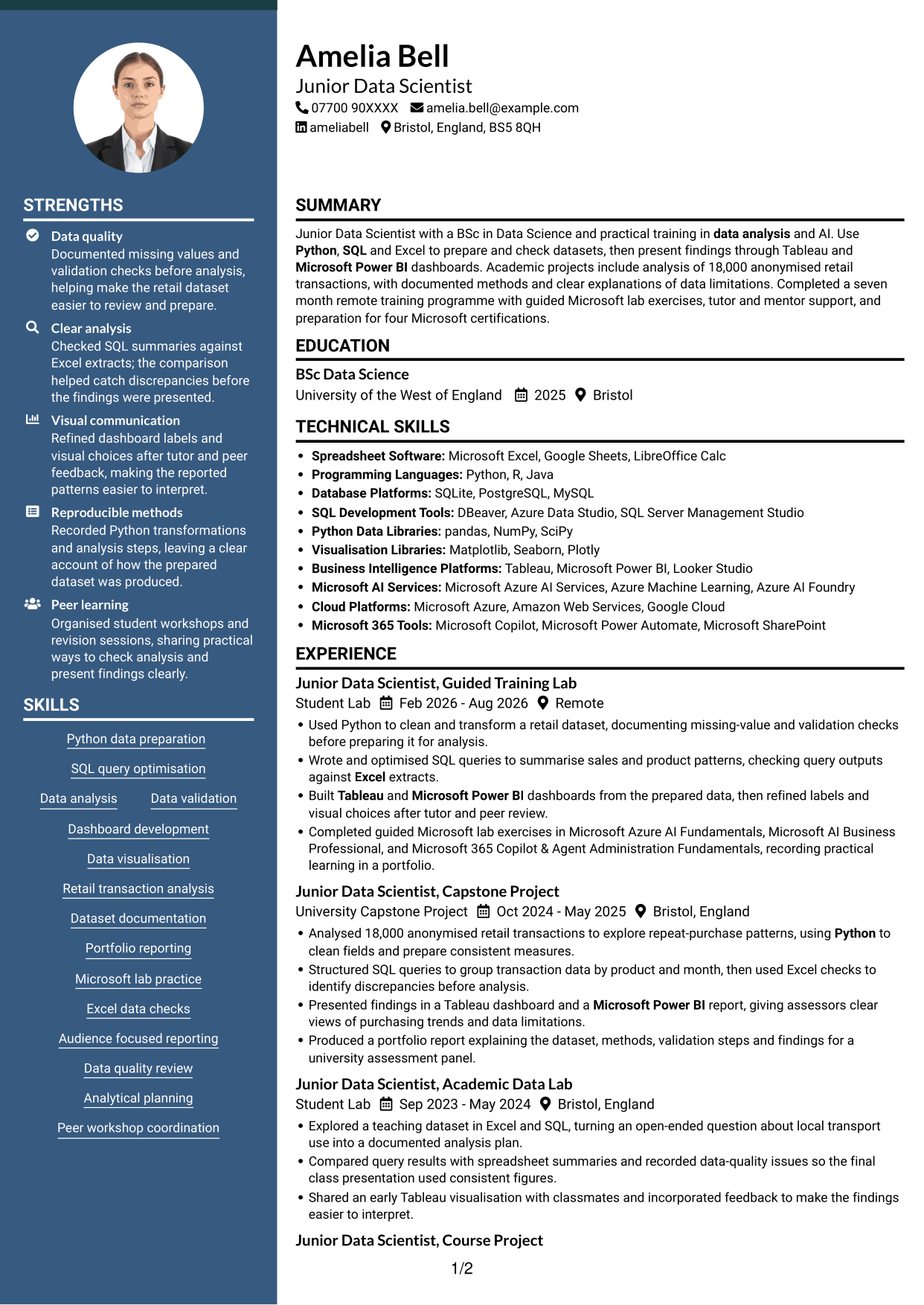 CV example — page 1