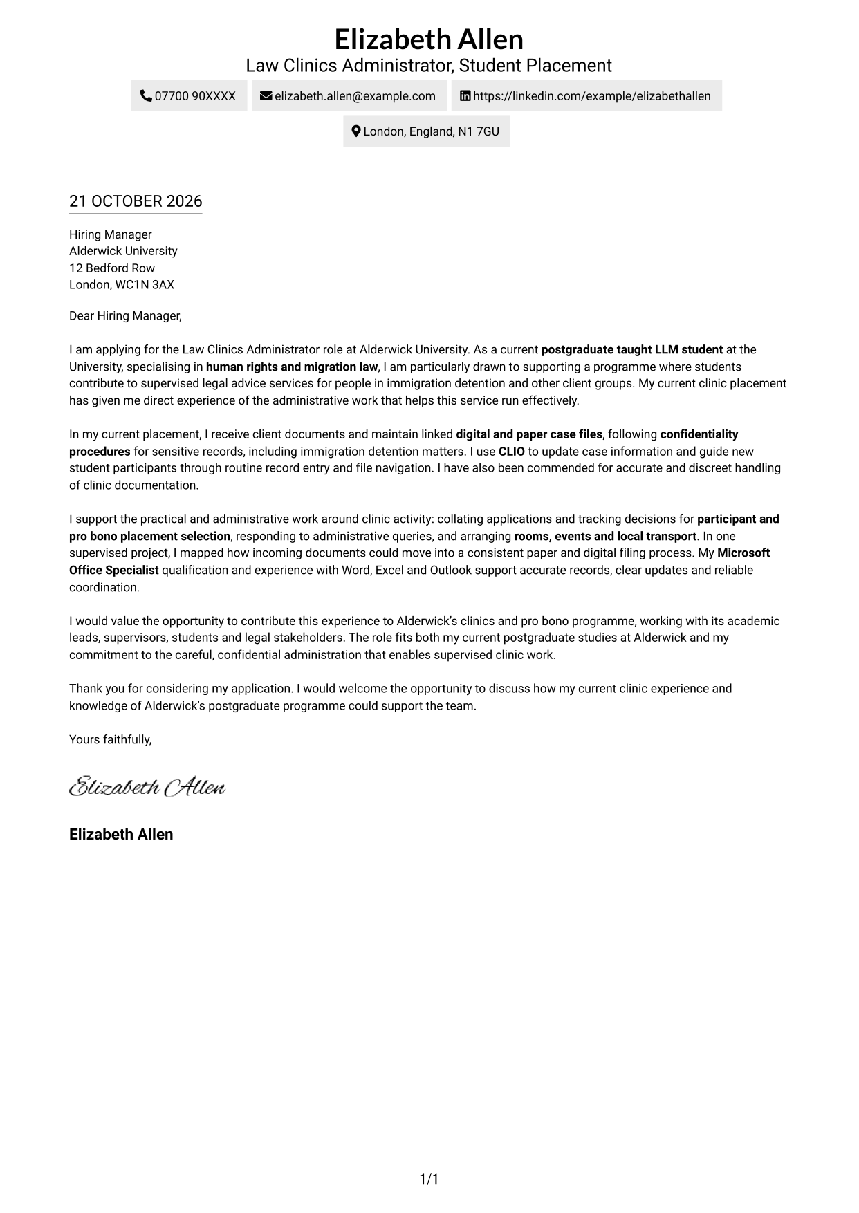 Cover letter example — page 1