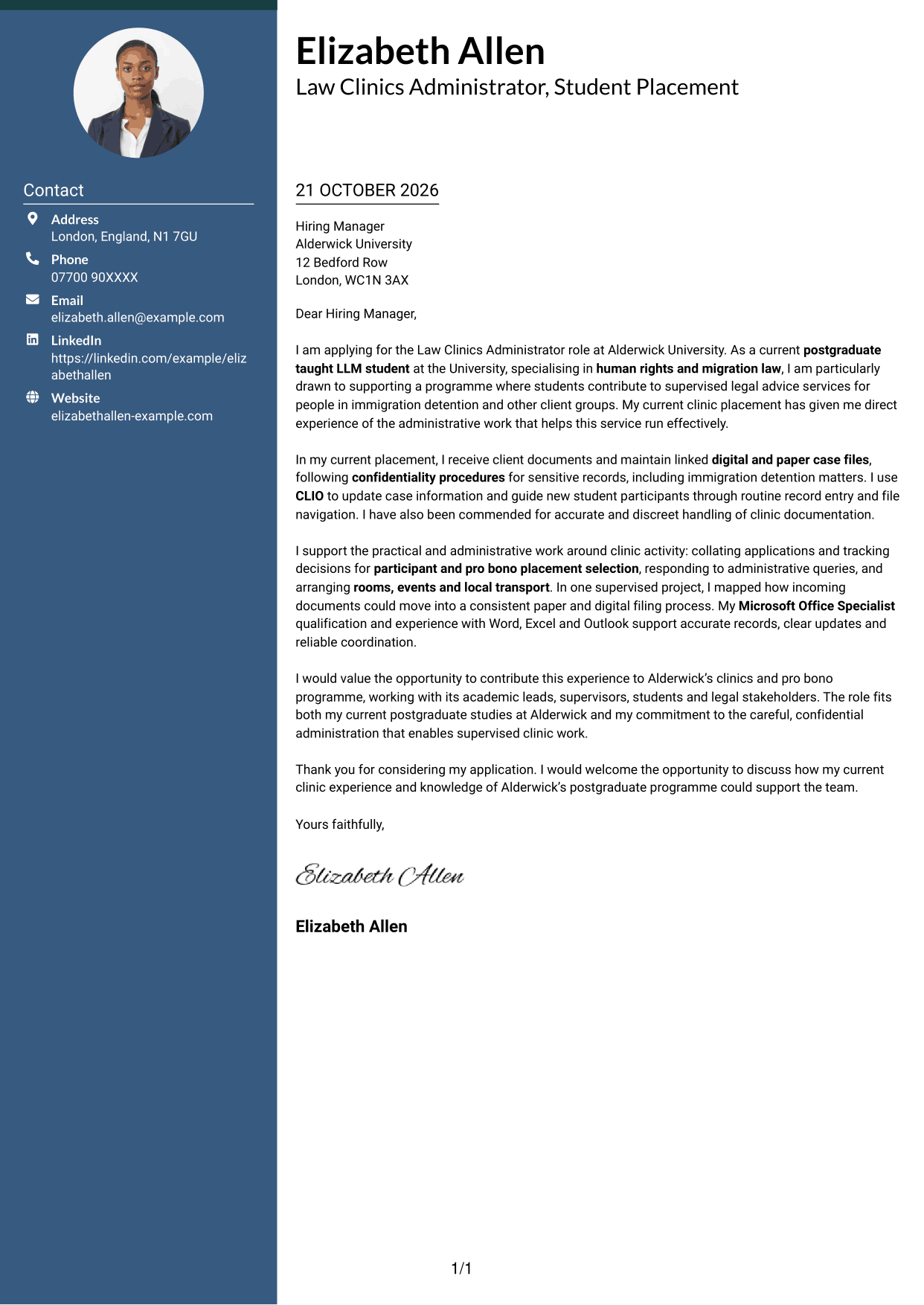 Cover letter example — page 1