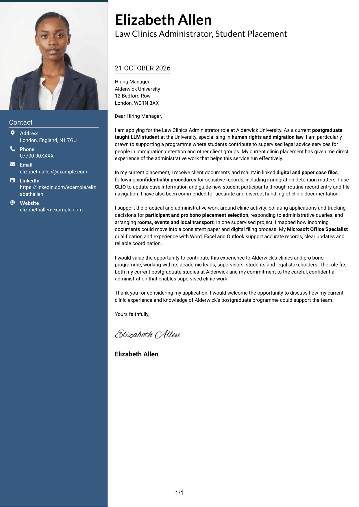 Cover letter example — page 1