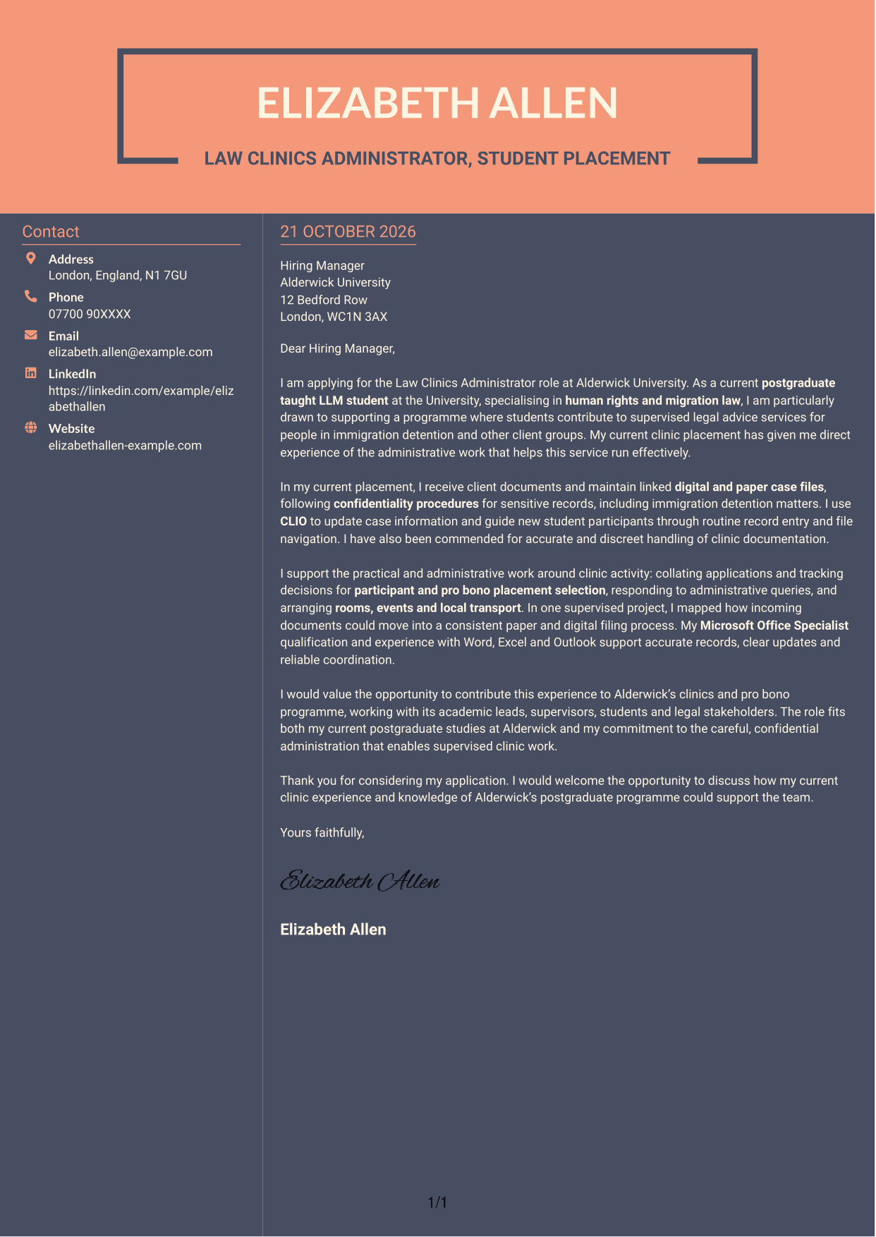 Cover letter example — page 1