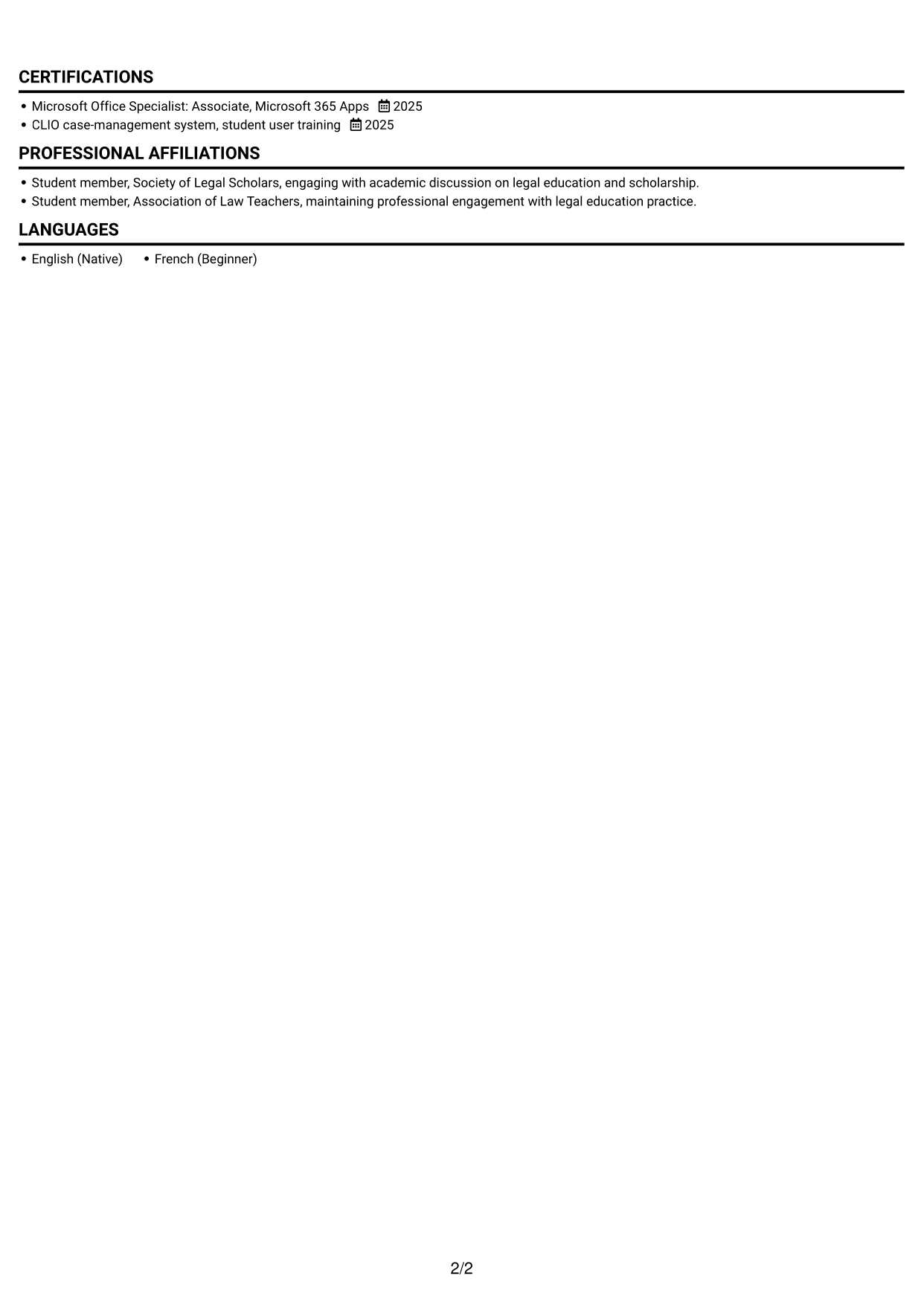CV example — page 2