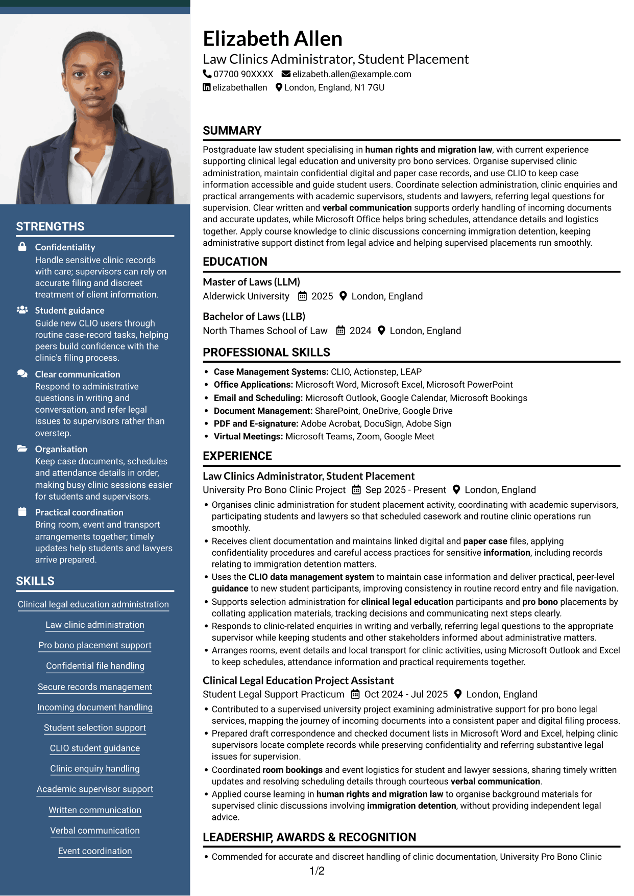 CV example — page 1