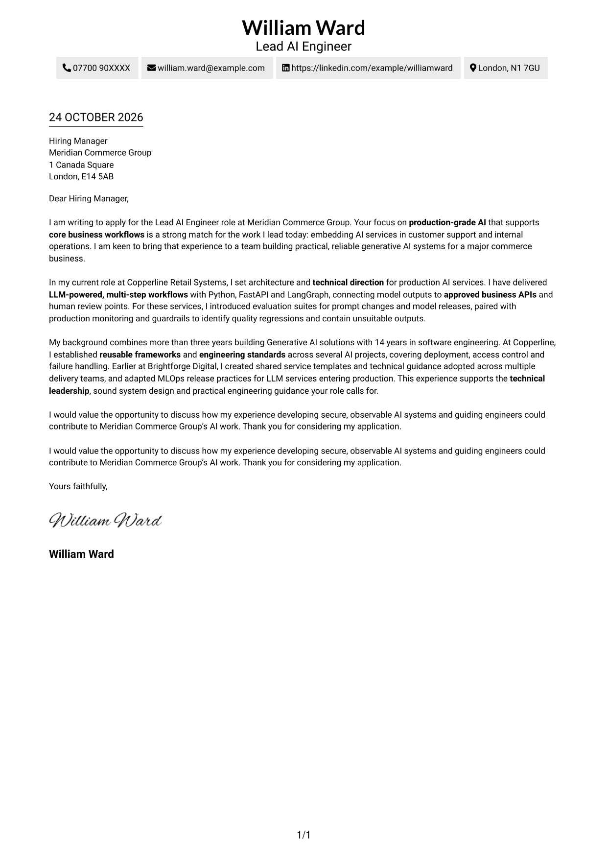 Cover letter example — page 1