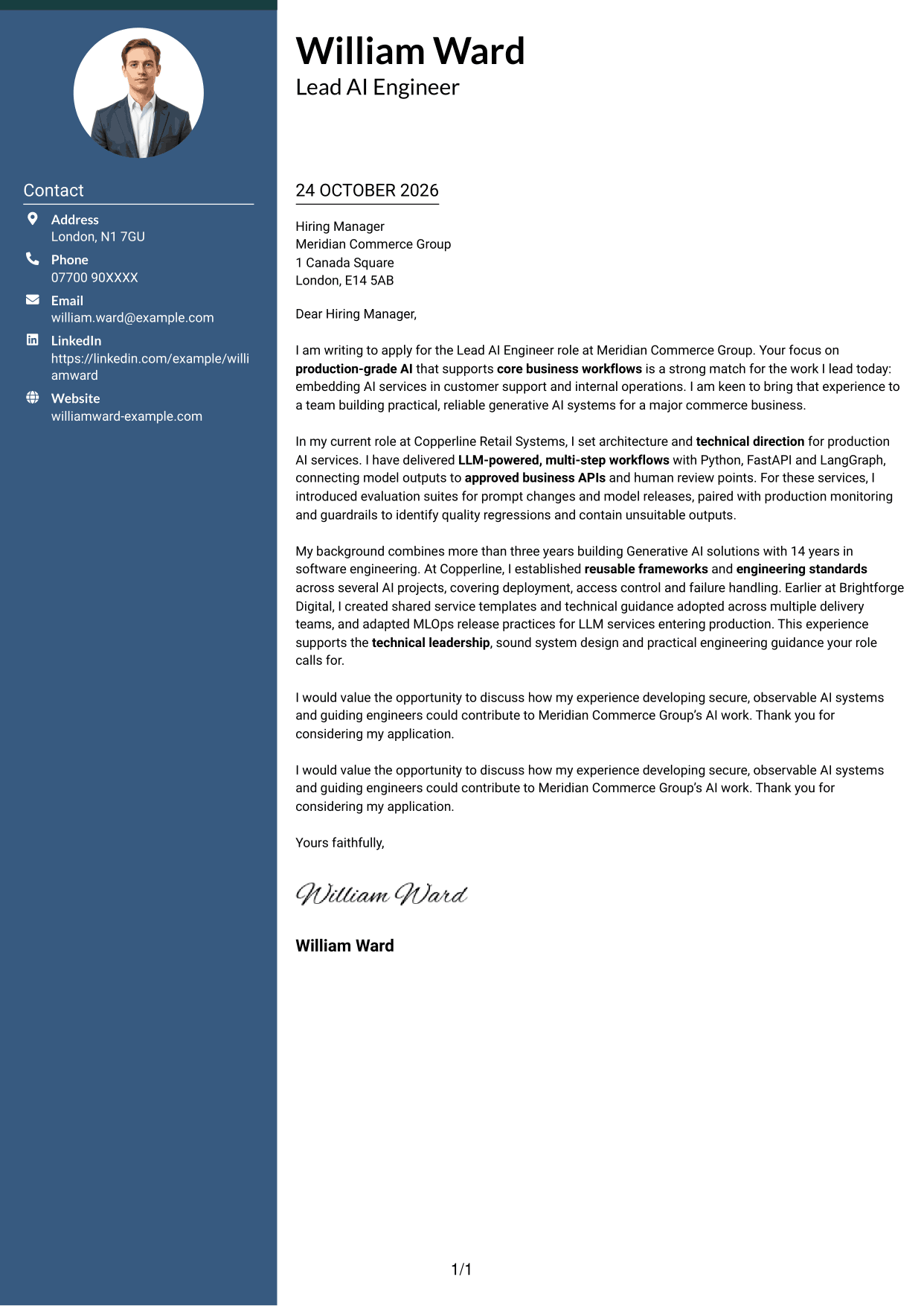 Cover letter example — page 1