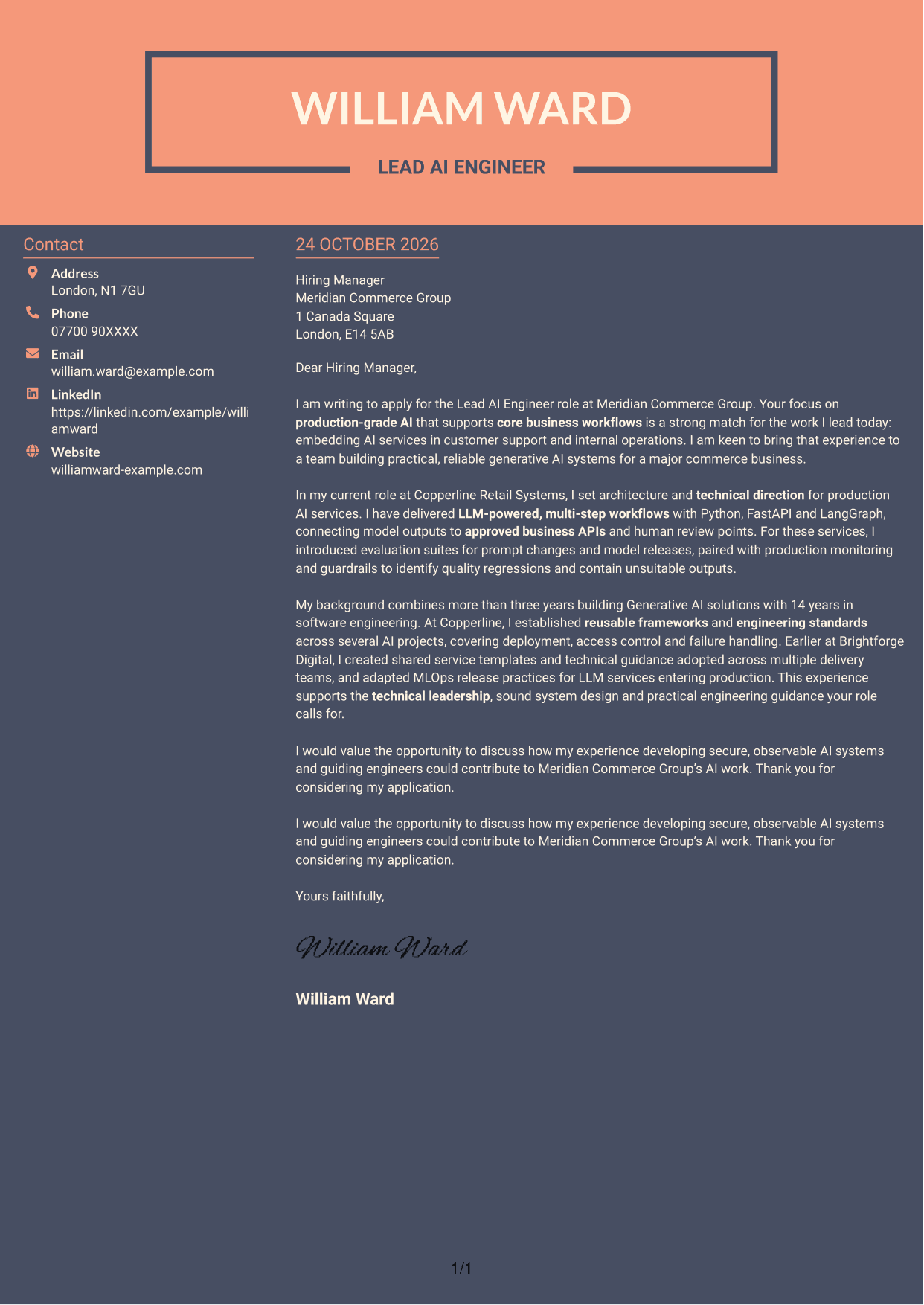 Cover letter example — page 1