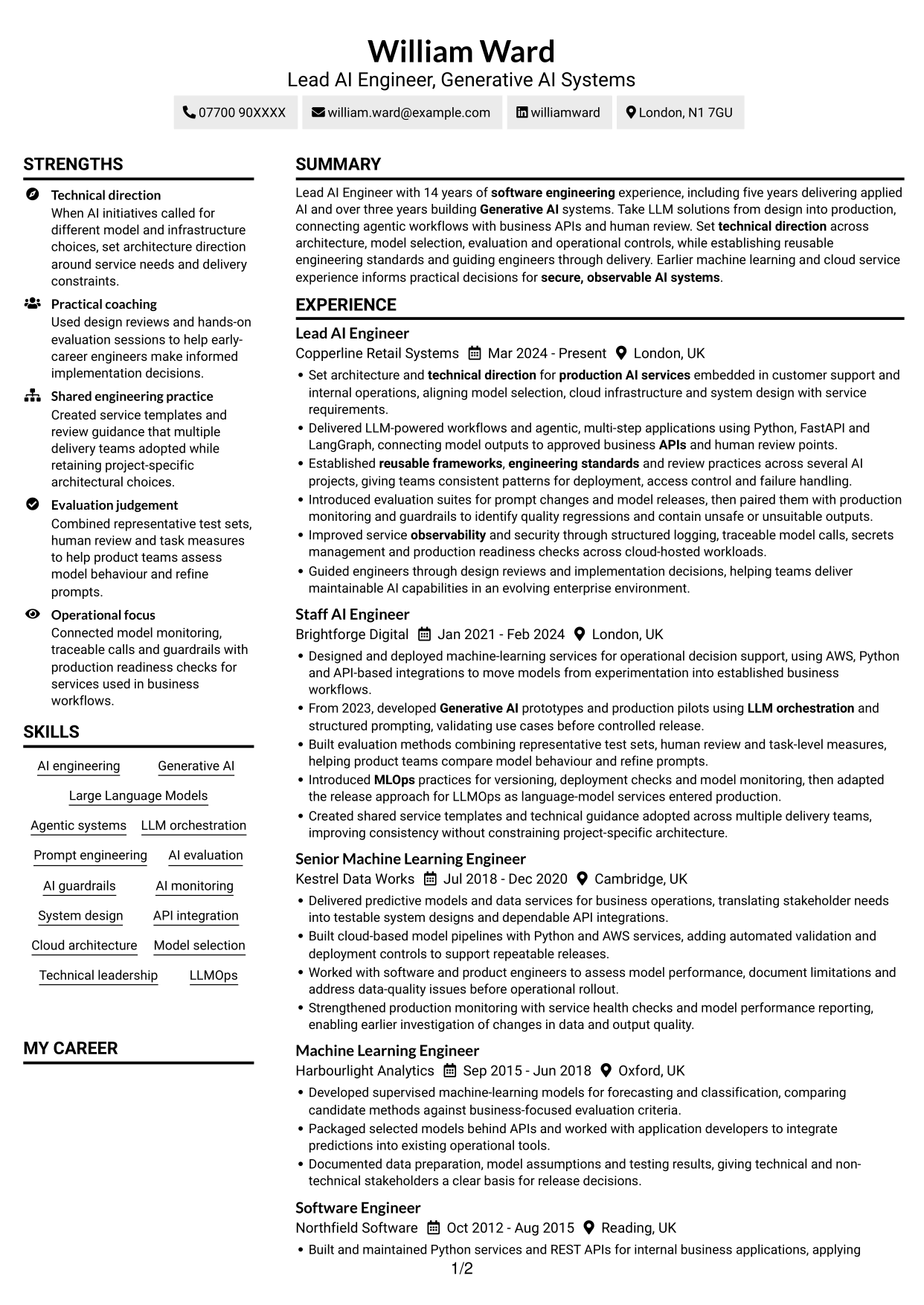 CV example — page 1