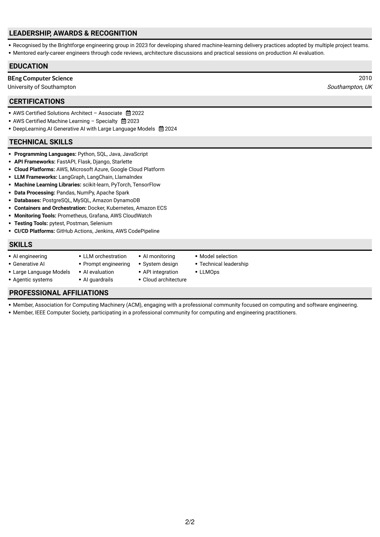 CV example — page 2