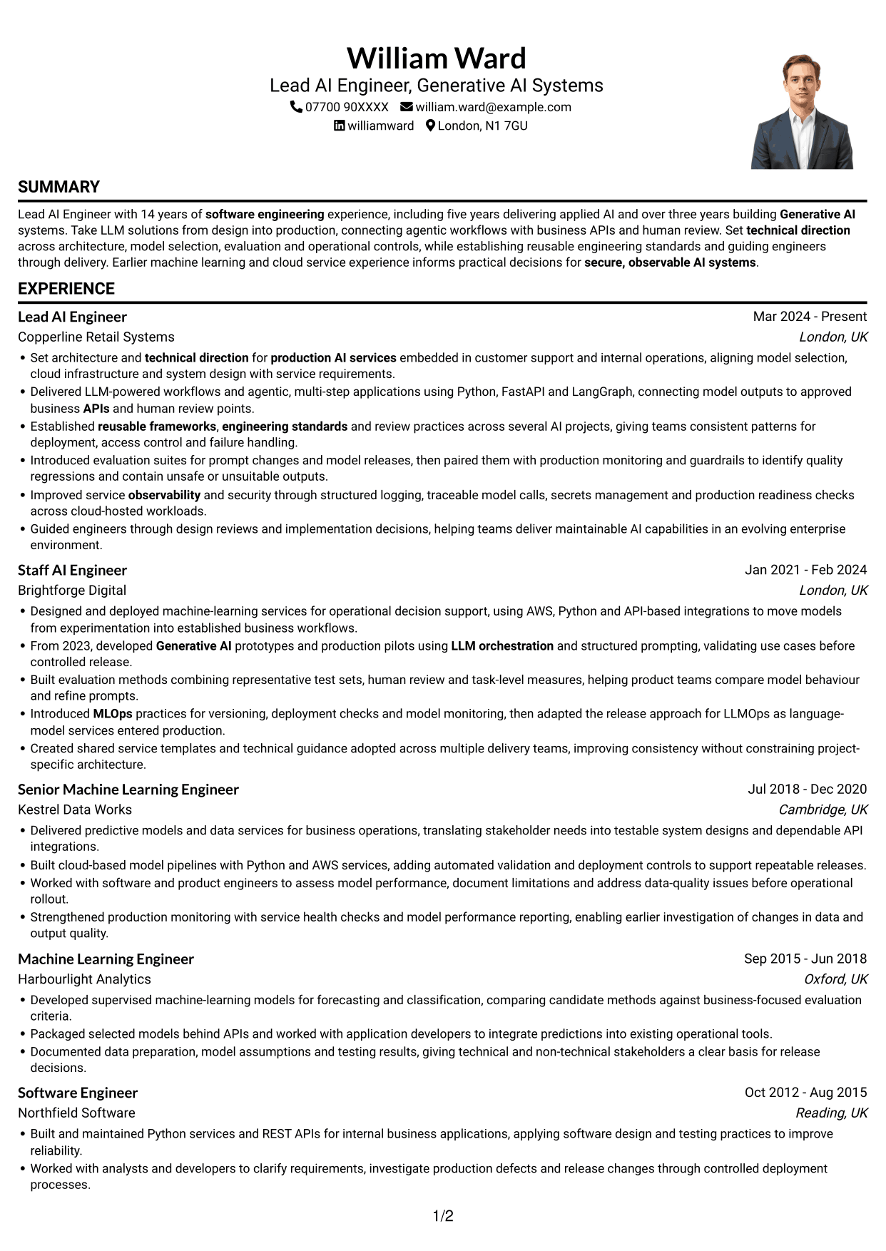 CV example — page 1