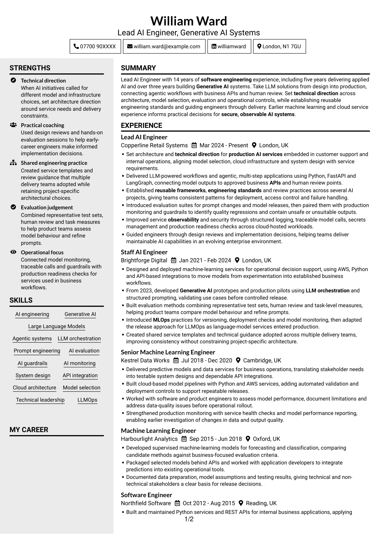 CV example — page 1