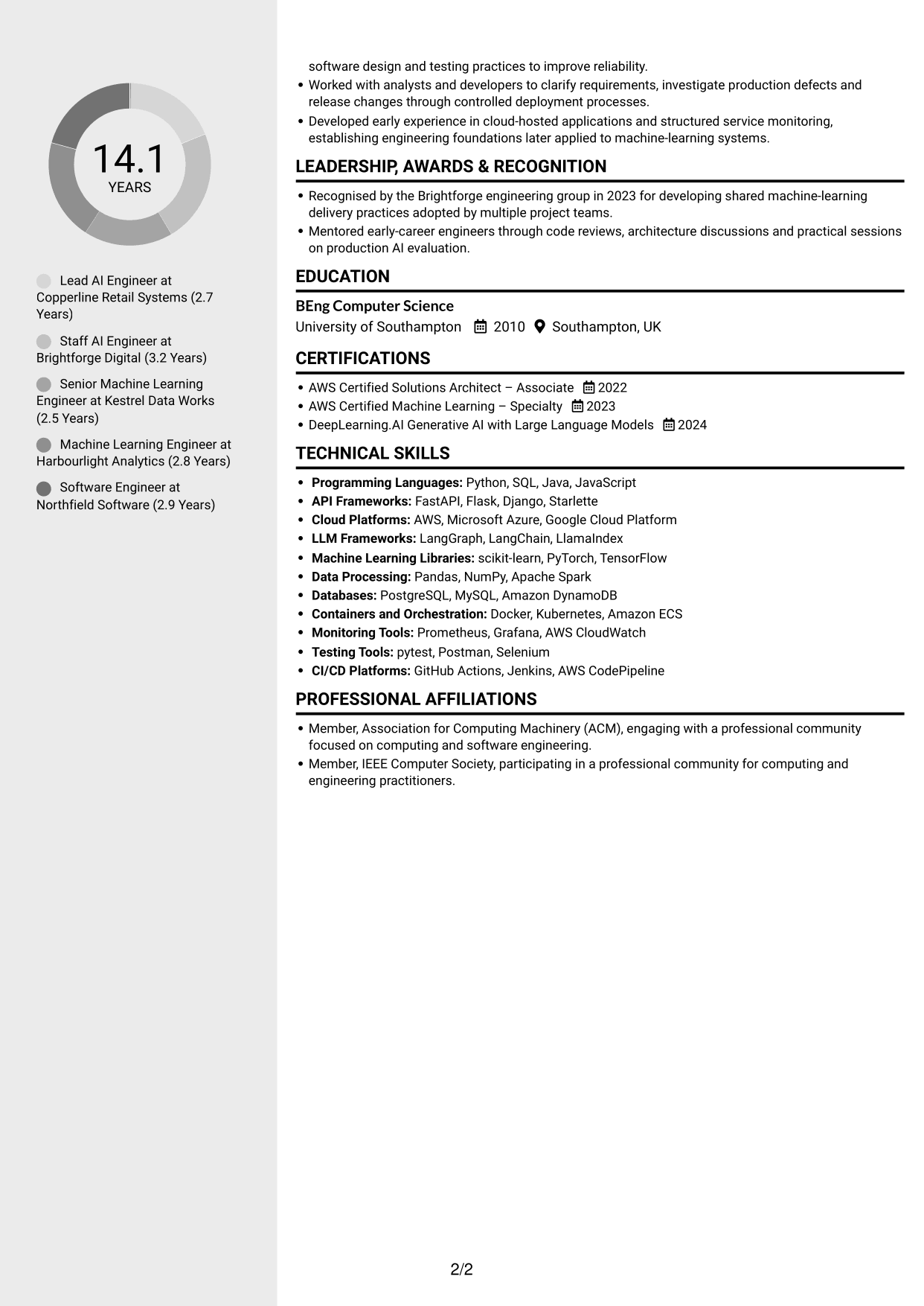 CV example — page 2