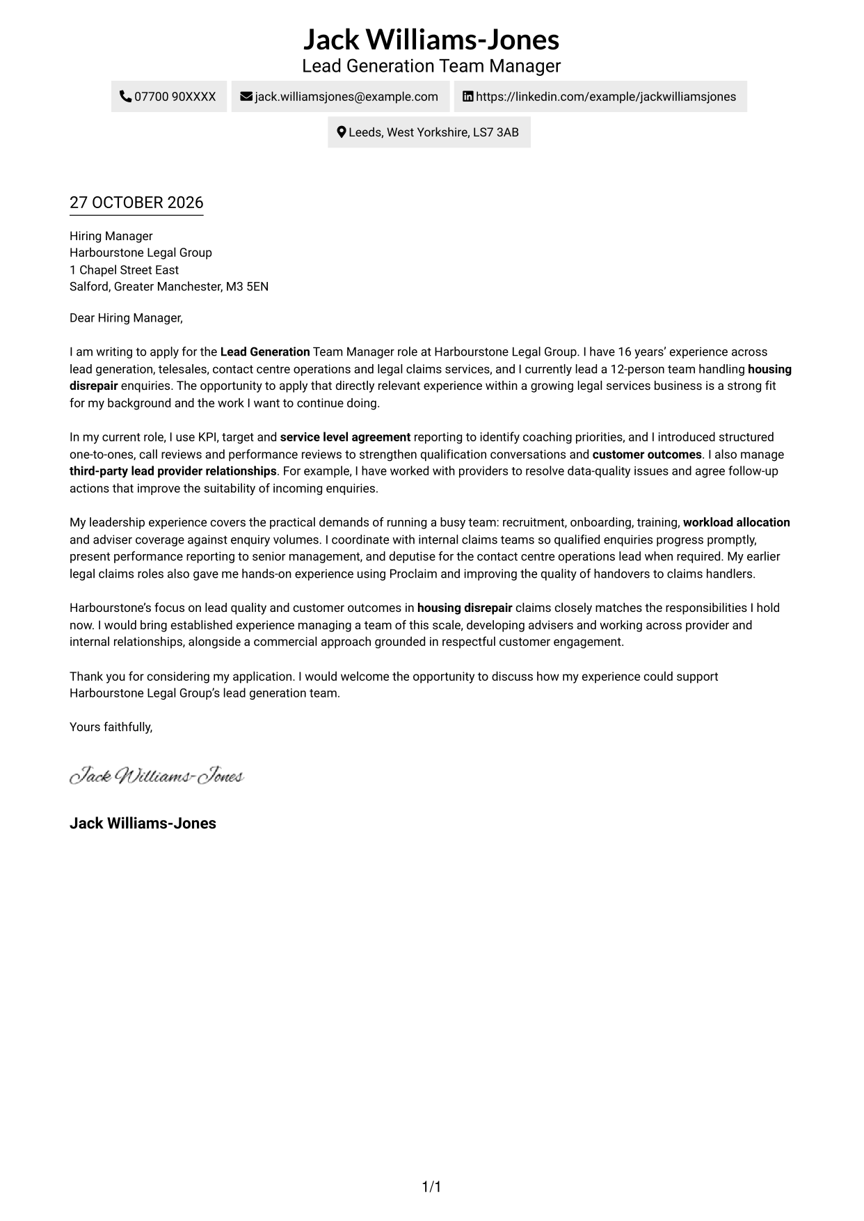 Cover letter example — page 1