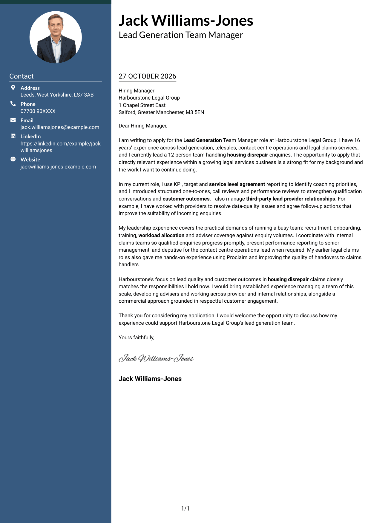 Cover letter example — page 1