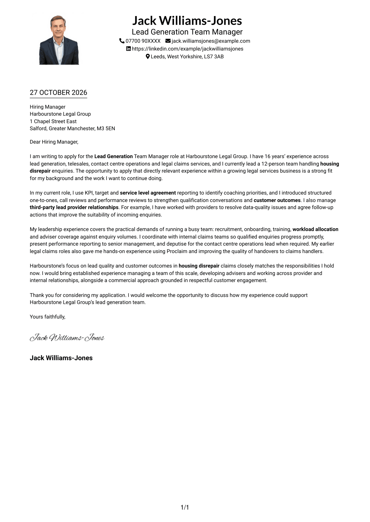 Cover letter example — page 1